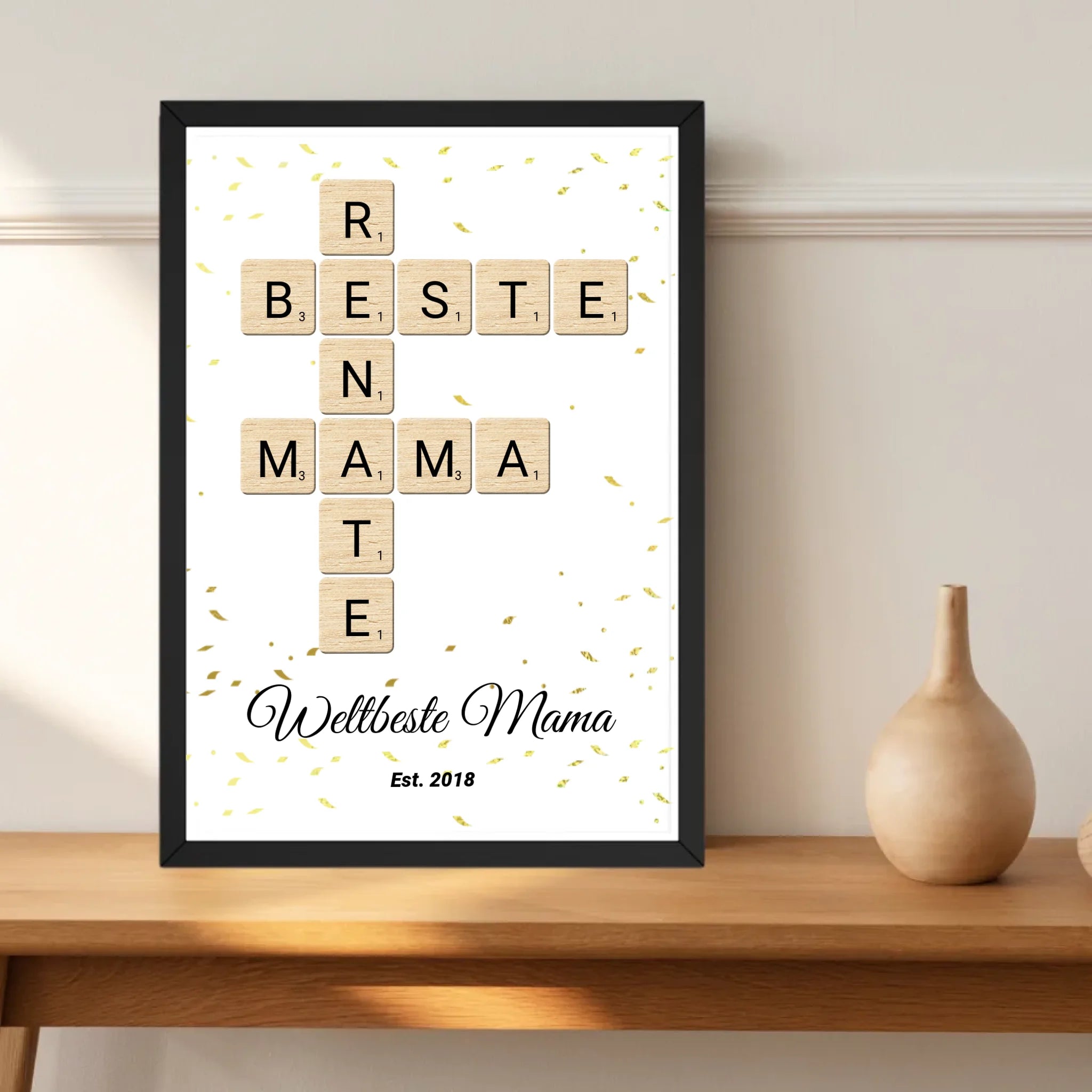 Geschenk für Mama Scrabble Wort Poster personalisierbar - Cantty