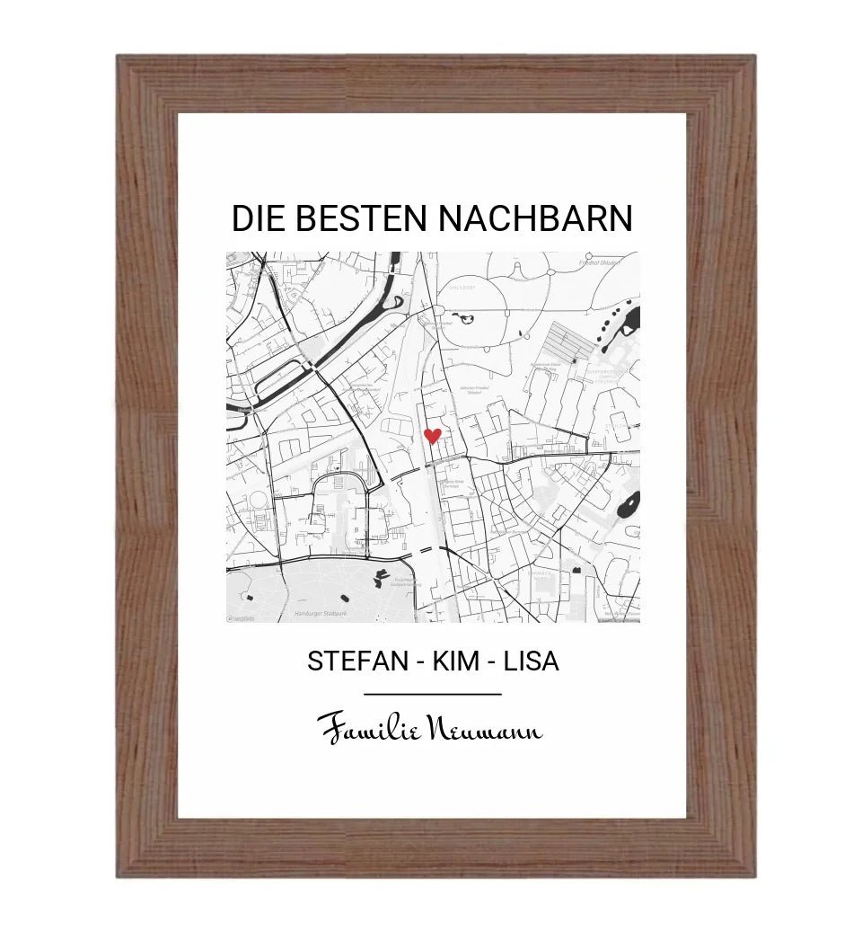 Geschenk für Nachbarn Stadtkarte Poster - Cantty