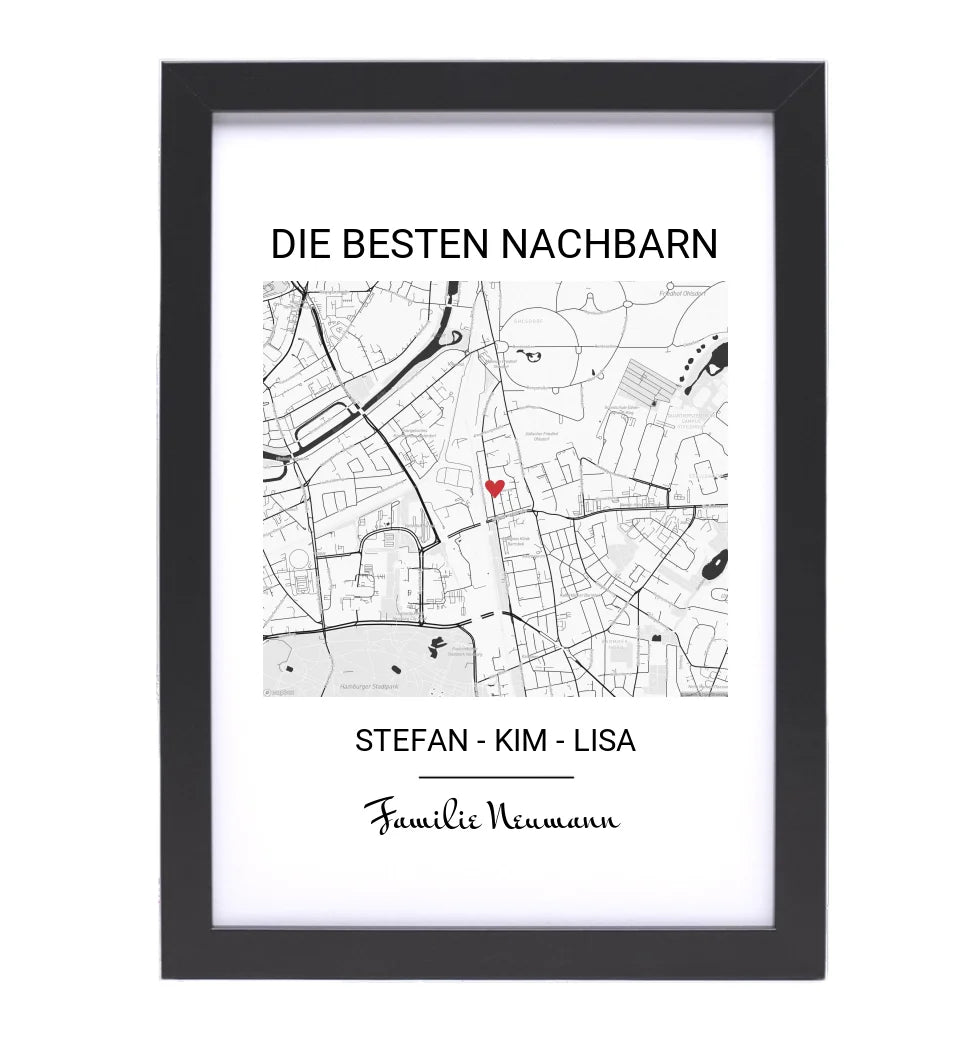 Geschenk für Nachbarn Stadtkarte Poster - Cantty