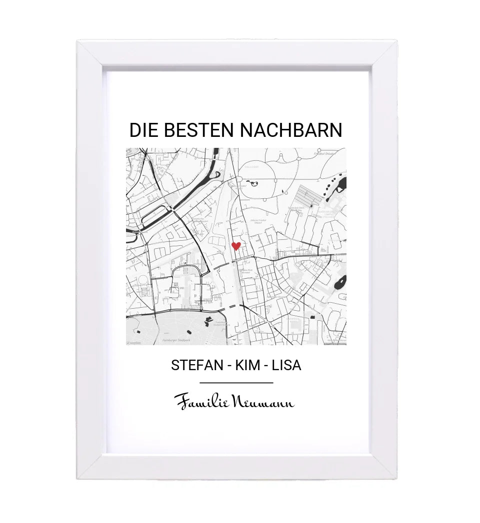 Geschenk für Nachbarn Stadtkarte Poster - Cantty