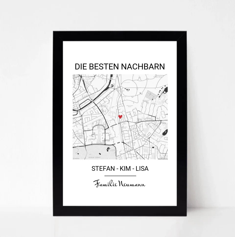 Geschenk für Nachbarn Stadtkarte Poster - Cantty