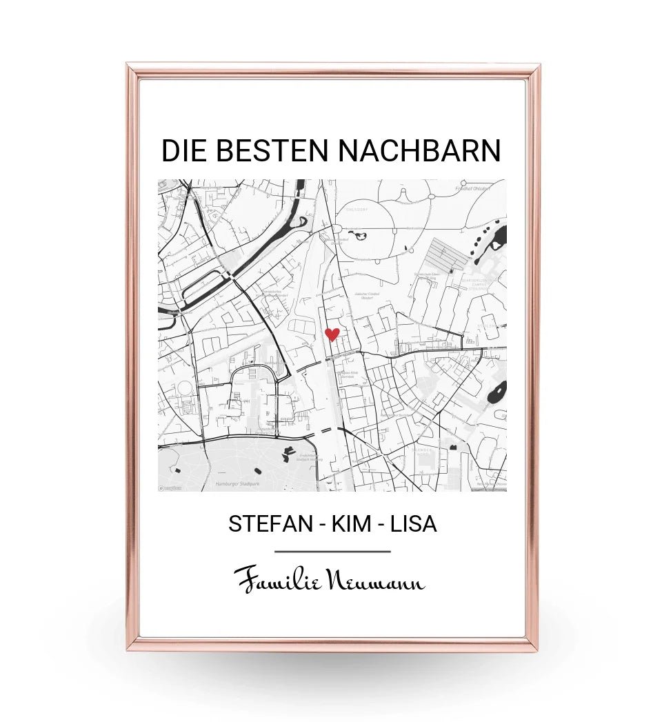 Geschenk für Nachbarn Stadtkarte Poster - Cantty