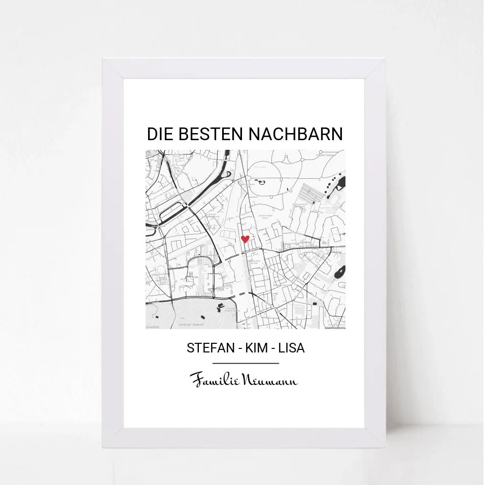 Geschenk für Nachbarn Stadtkarte Poster - Cantty