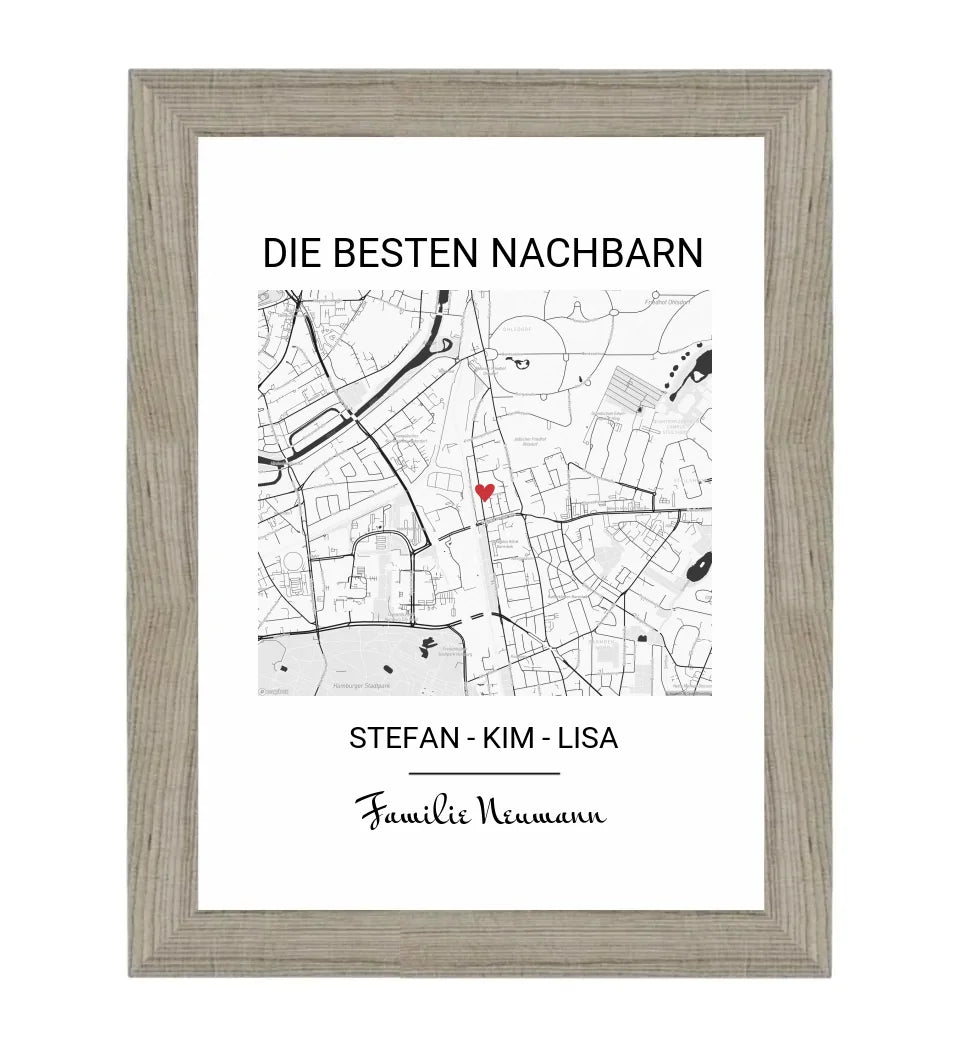 Geschenk für Nachbarn Stadtkarte Poster - Cantty