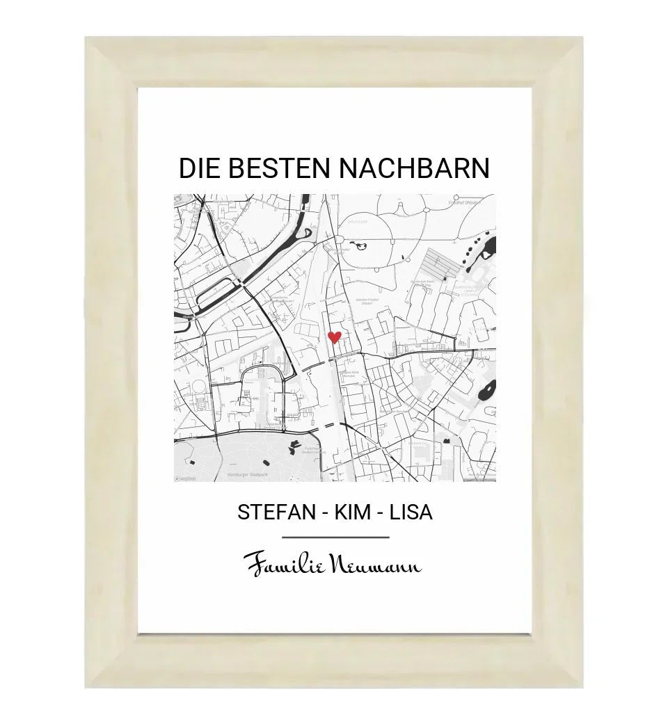 Geschenk für Nachbarn Stadtkarte Poster - Cantty