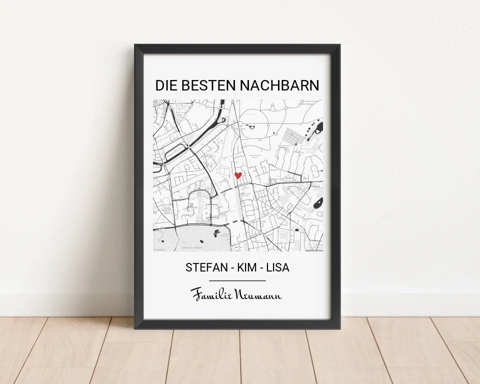 Geschenk für Nachbarn Stadtkarte Poster - Cantty