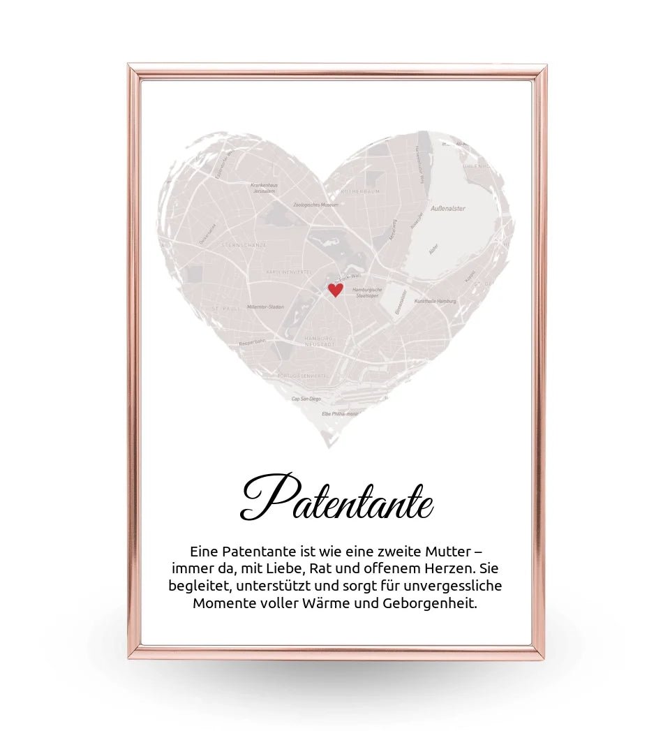 Geschenk für Patentante Stadtkarte Poster personalisierbar - Cantty