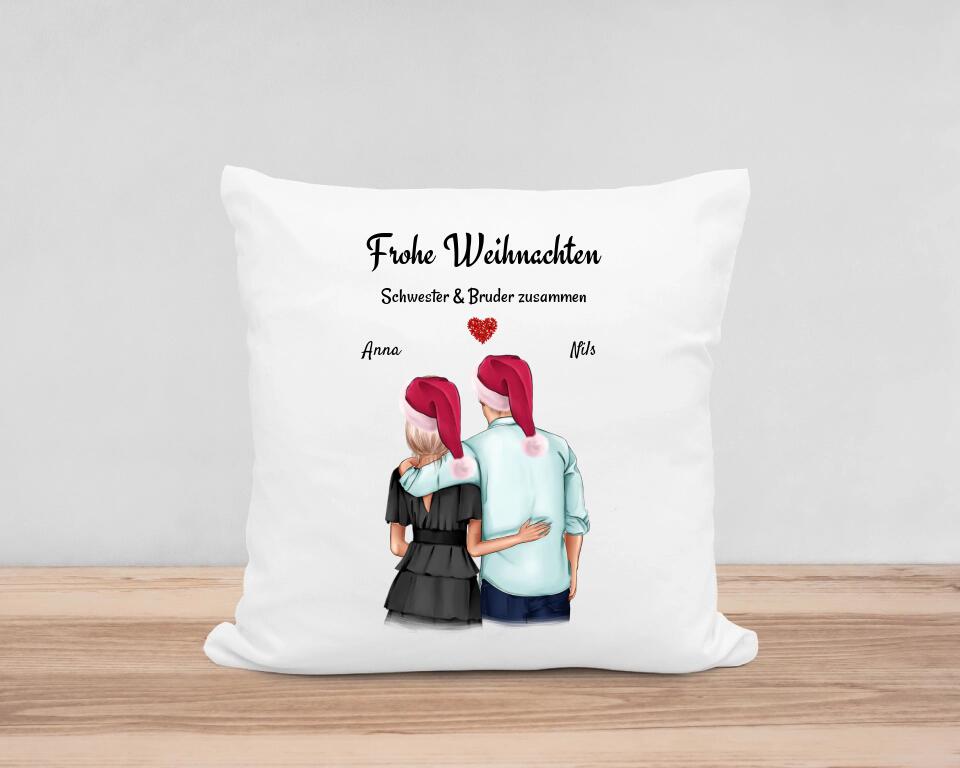 Geschenk für Schwester & Bruder Weihnachtskissen - Cantty