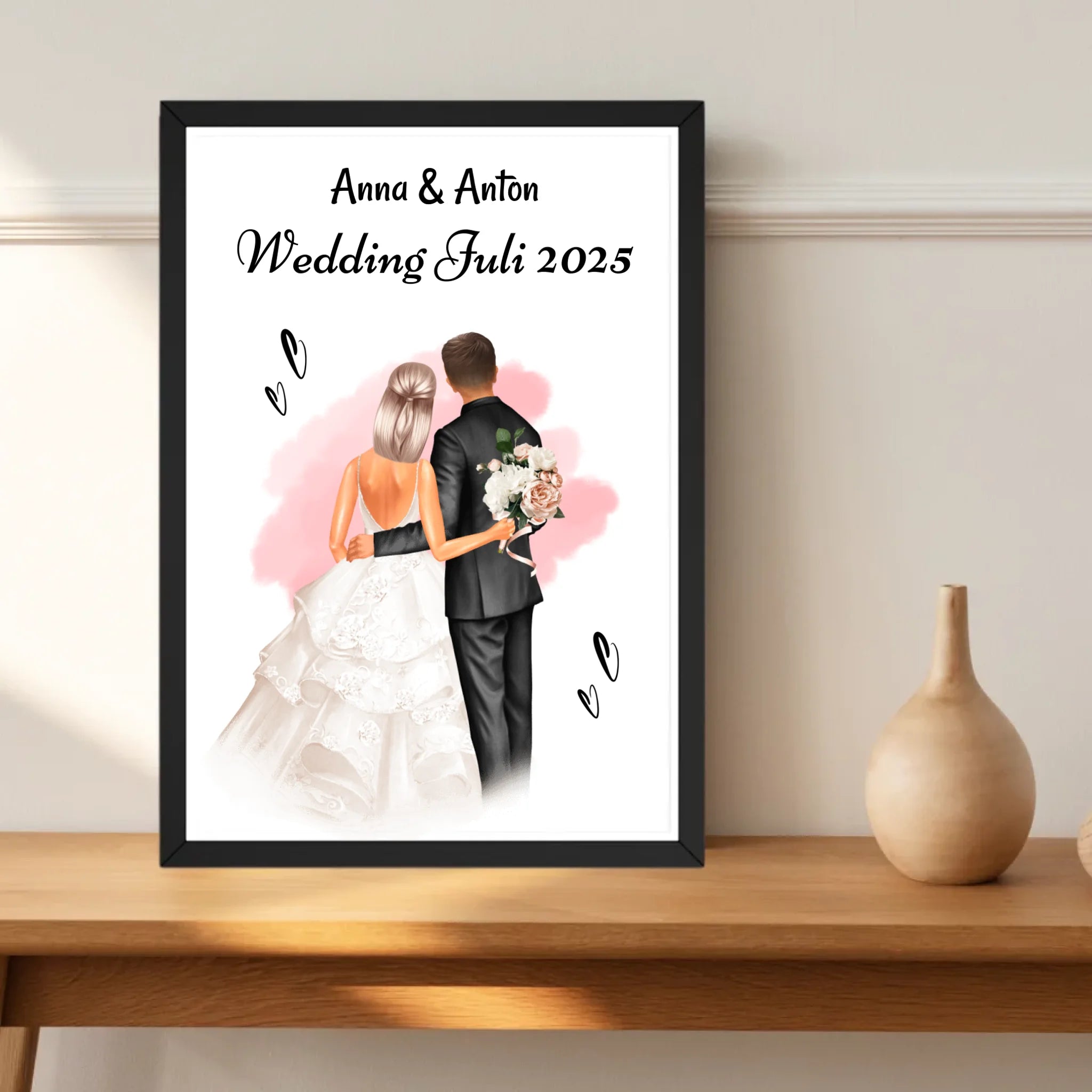 Geschenk Hochzeit Brautpaar Bild personalisiert - Cantty