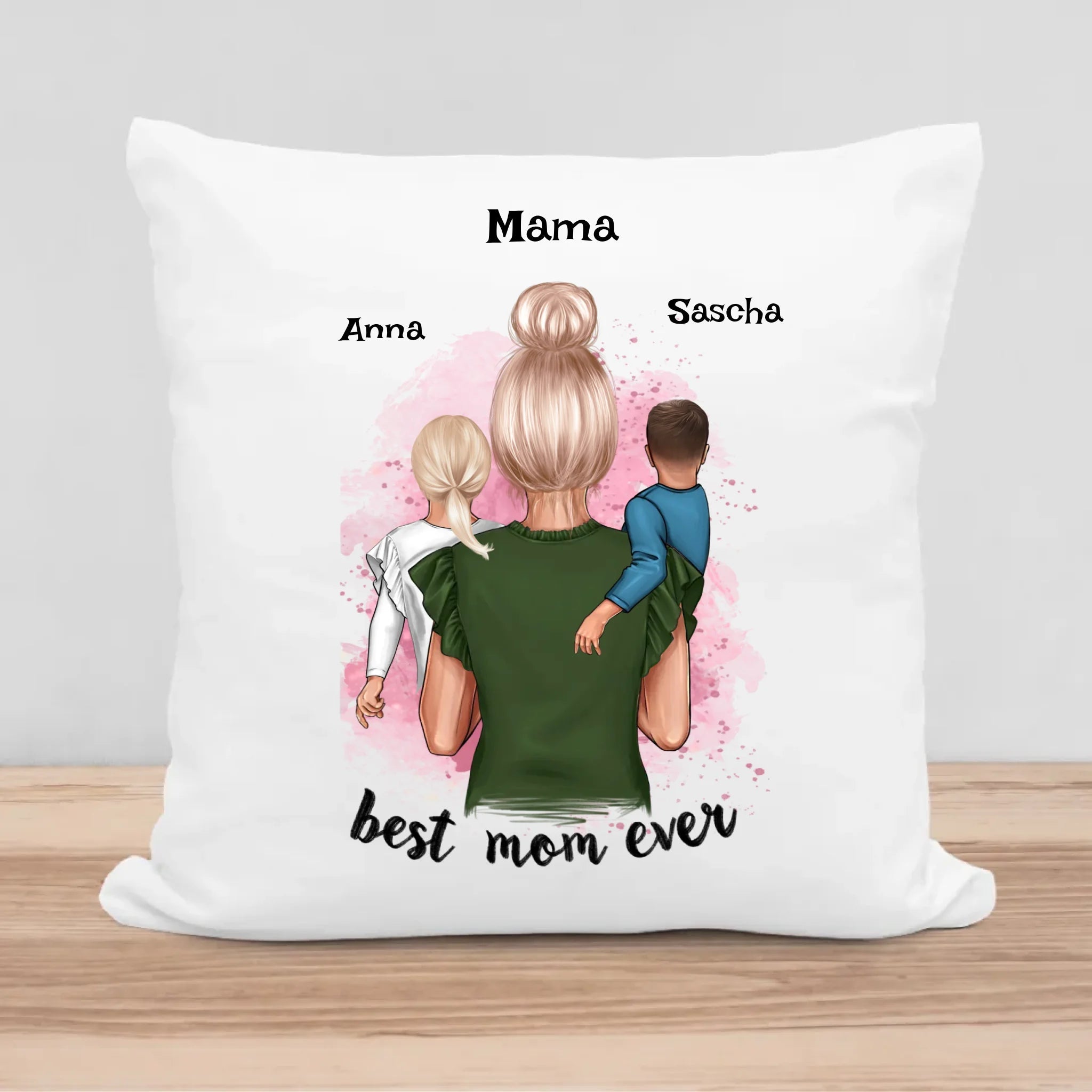 Geschenk Kissen Bild Mama & Kinder personalisiert - Cantty