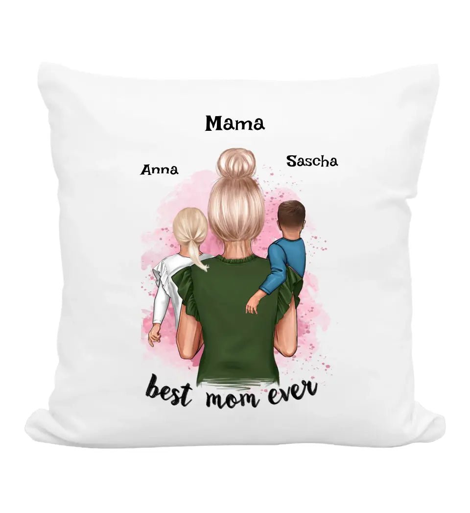 Geschenk Kissen Bild Mama & Kinder personalisiert - Cantty