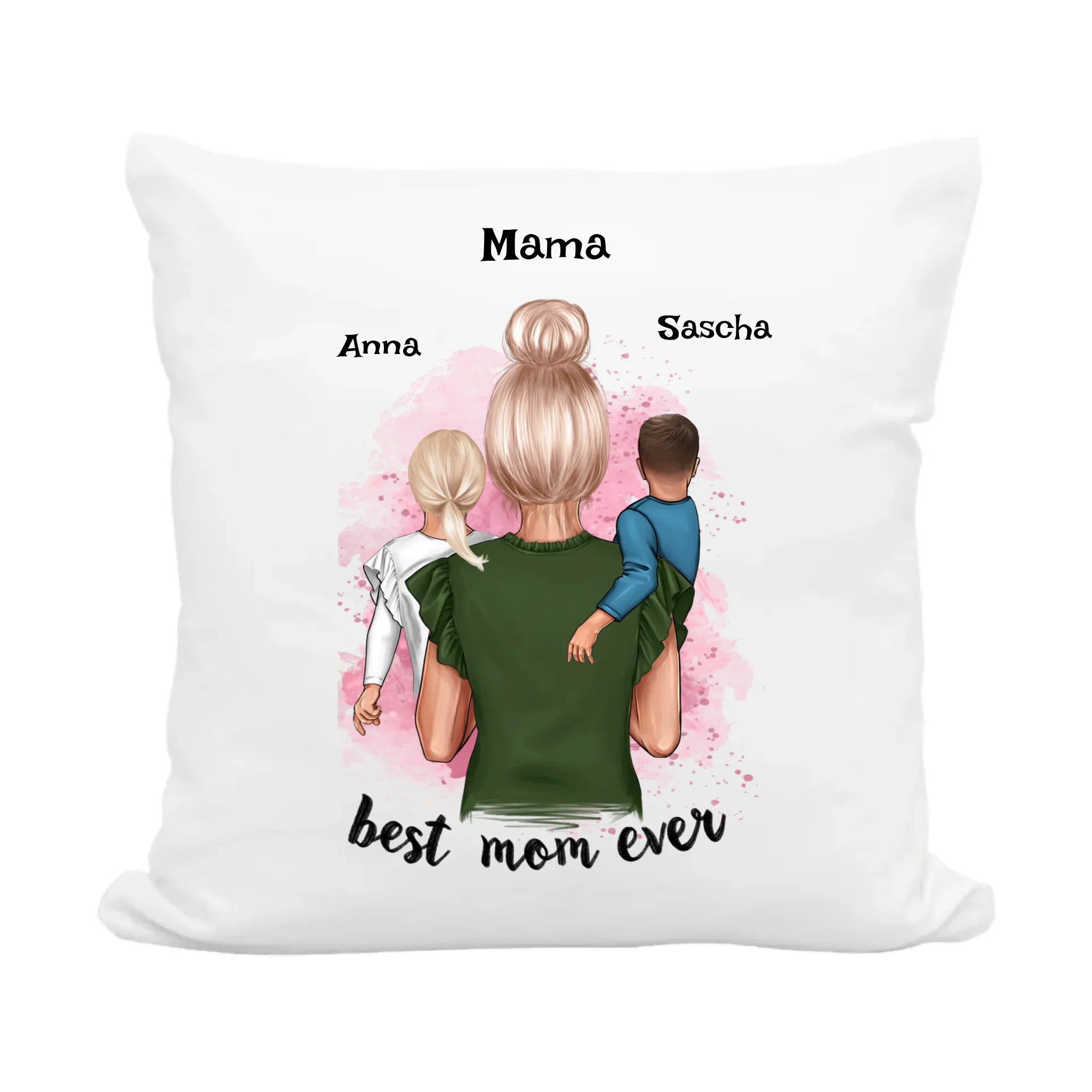 Geschenk Kissen Bild Mama & Kinder personalisiert - Cantty