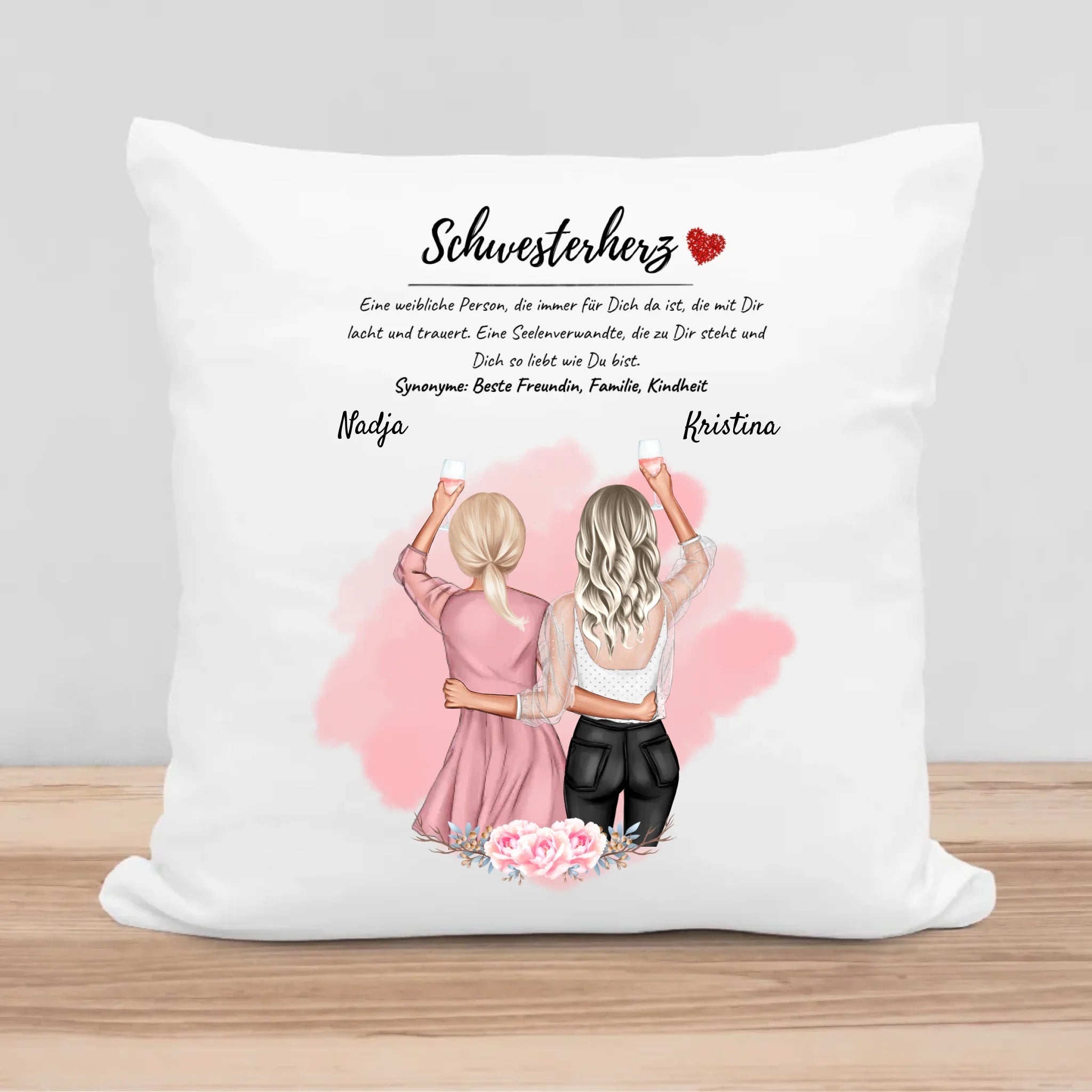 Geschenk Kissen mit Bild für Schwester - Cantty