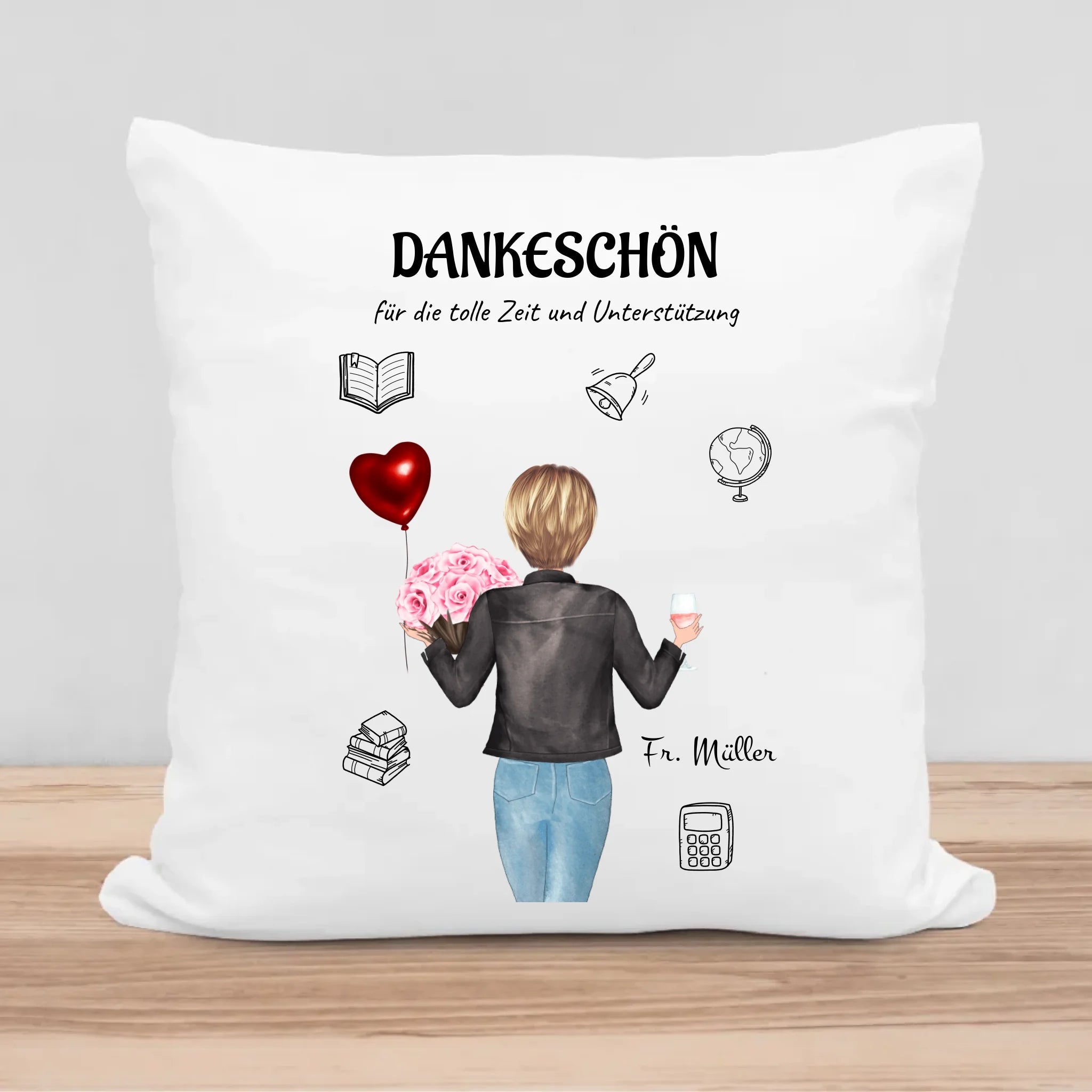 Geschenk Lehrerin Bild Kissen mit Name und Spruch personalisiert - Cantty