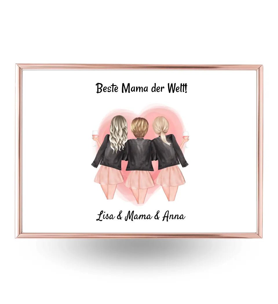 Geschenk Mama und 2 Töchter Bild personalisiert - Cantty
