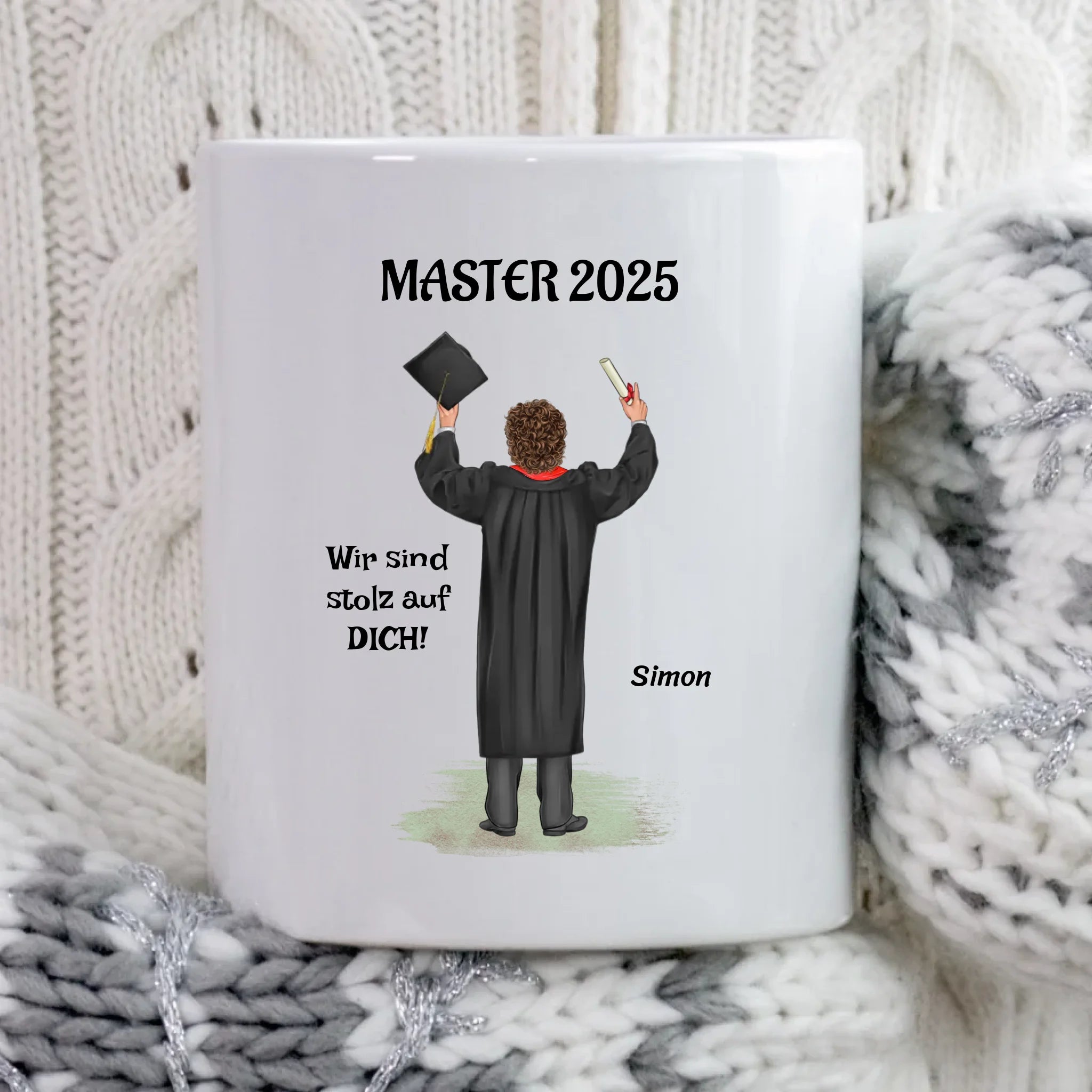 Geschenk Master Abschluss Tasse Junge personalisiert - Cantty