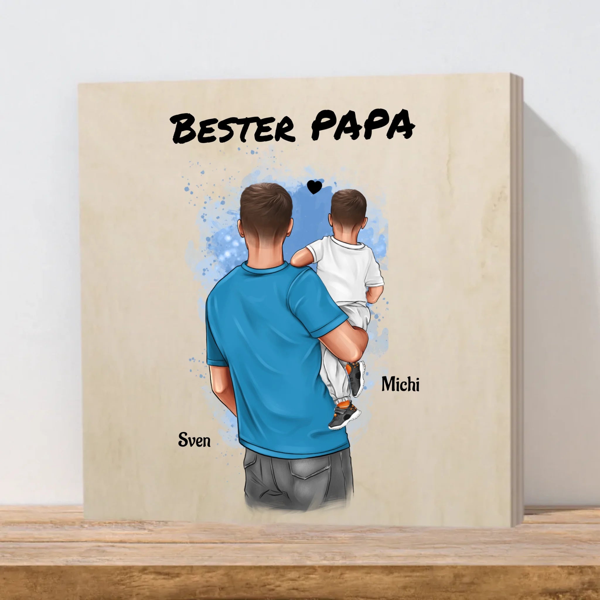 Geschenk Papa von kleinen Sohn Holzbild personalisiert - Cantty