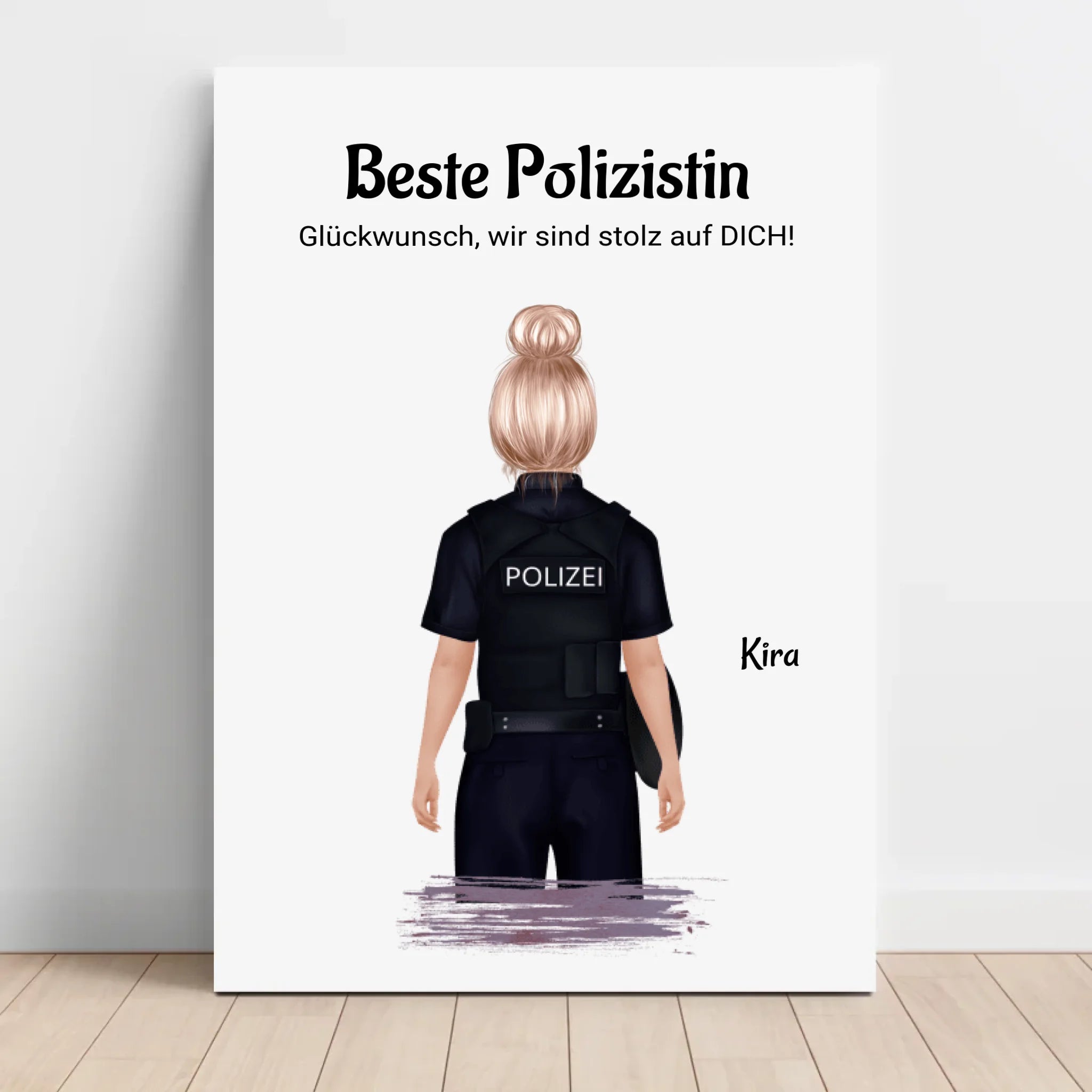 Geschenk Polizistin Leinwand personalisiert - Cantty