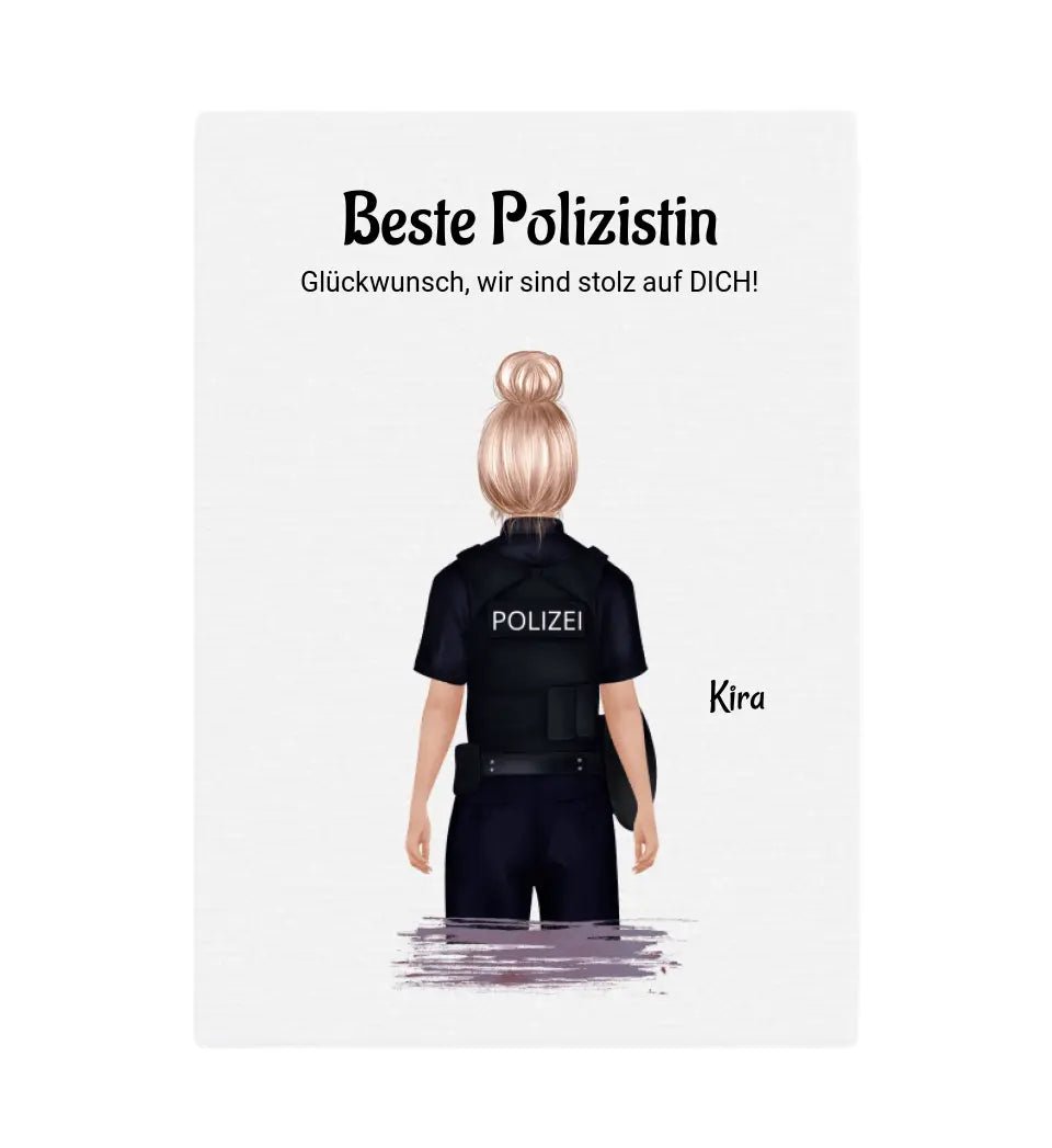 Geschenk Polizistin Leinwand personalisiert - Cantty