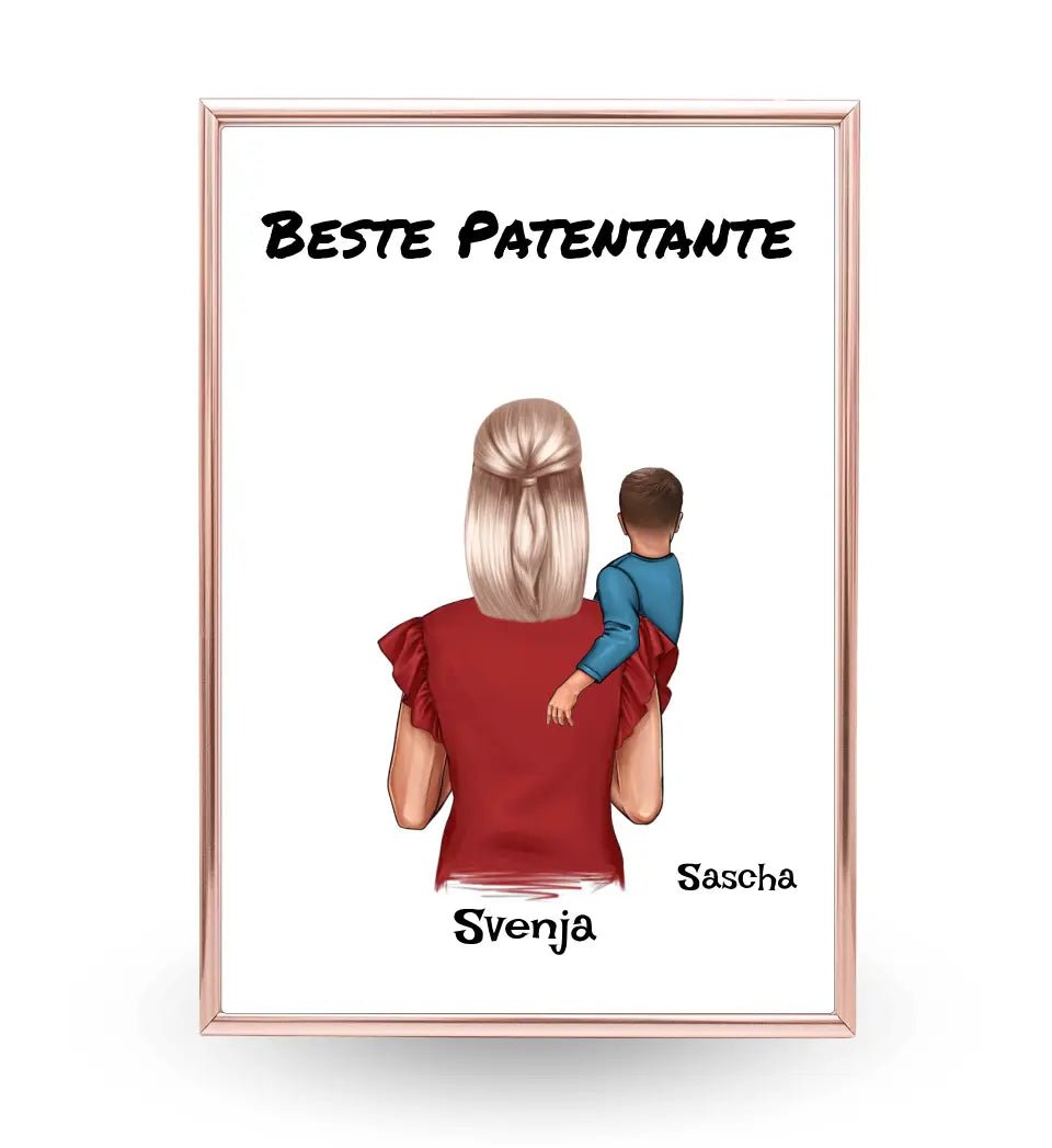 Geschenk Poster Patentante und kleiner Junge - Cantty