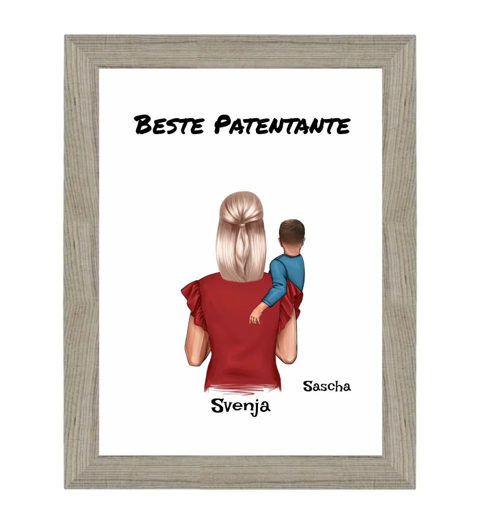 Geschenk Poster Patentante und kleiner Junge - Cantty