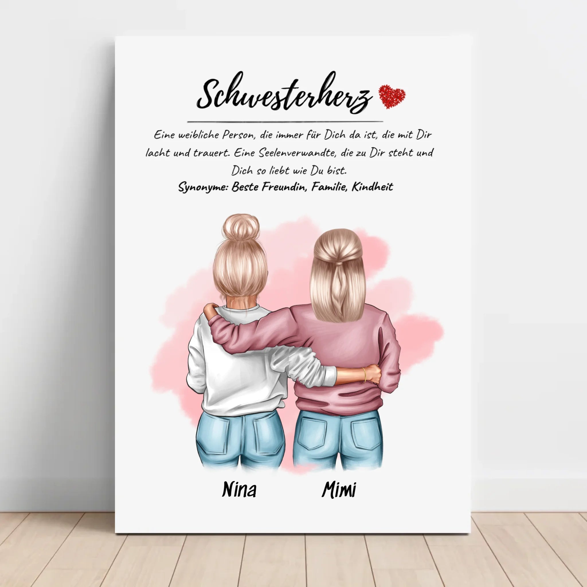 Geschenk Schwester Definition Leinwand Bild - Cantty