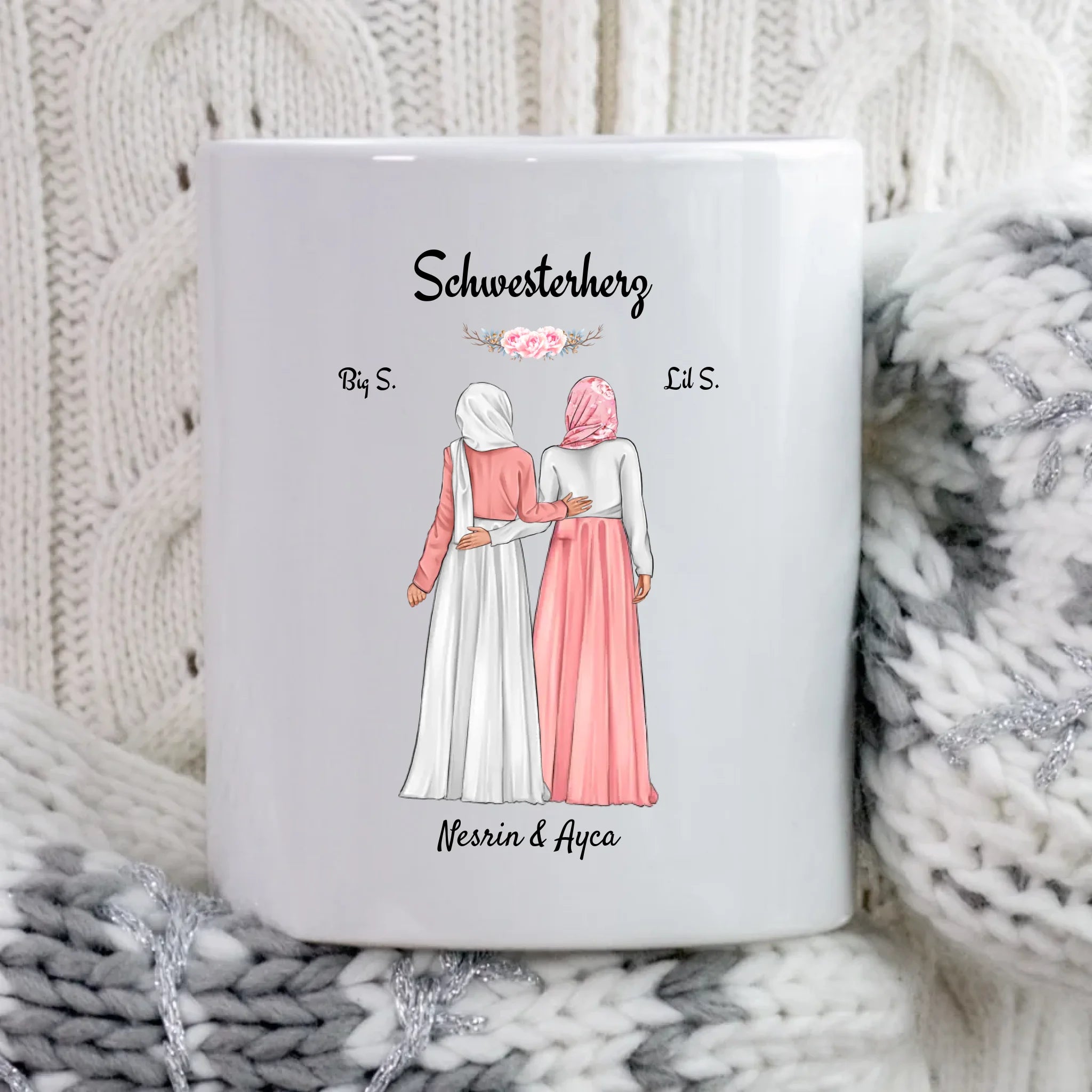 Geschenk Tasse für Schwester mit muslimischer Kleidung Kopftuch - Cantty