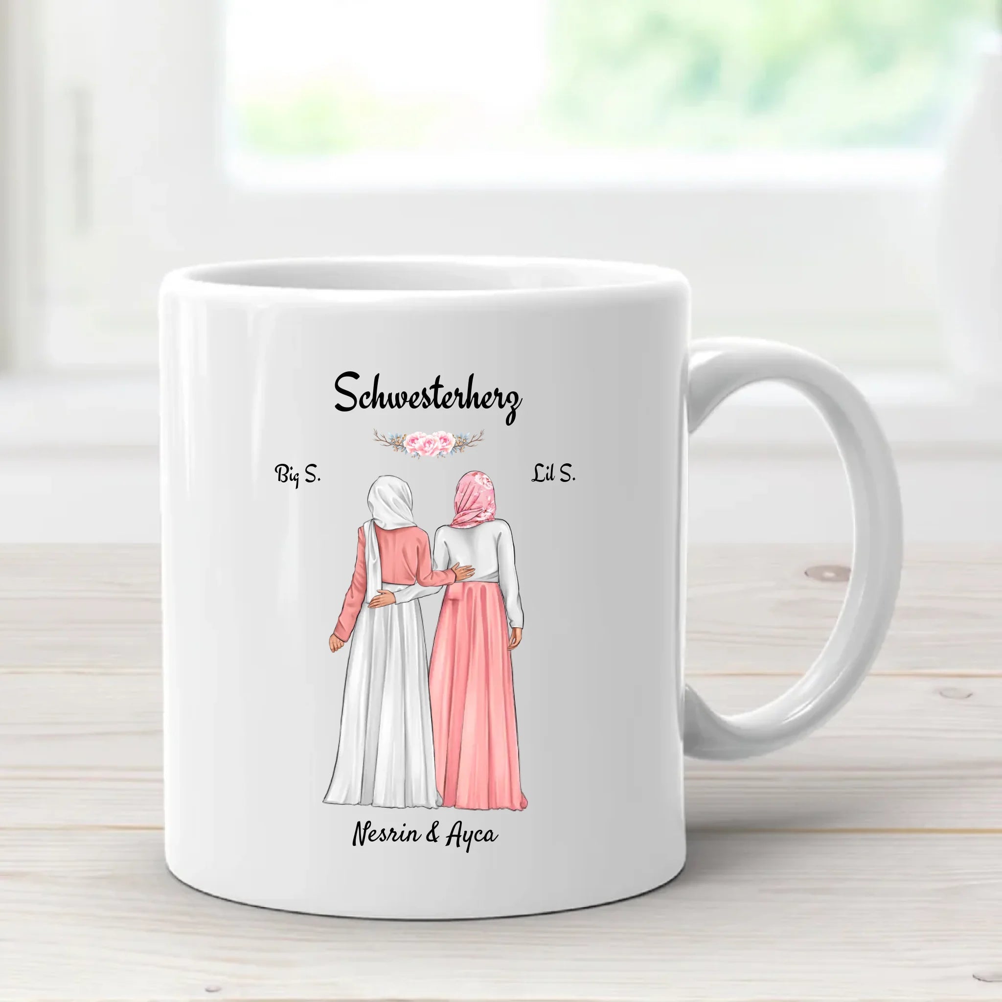 Geschenk Tasse für Schwester mit muslimischer Kleidung Kopftuch - Cantty