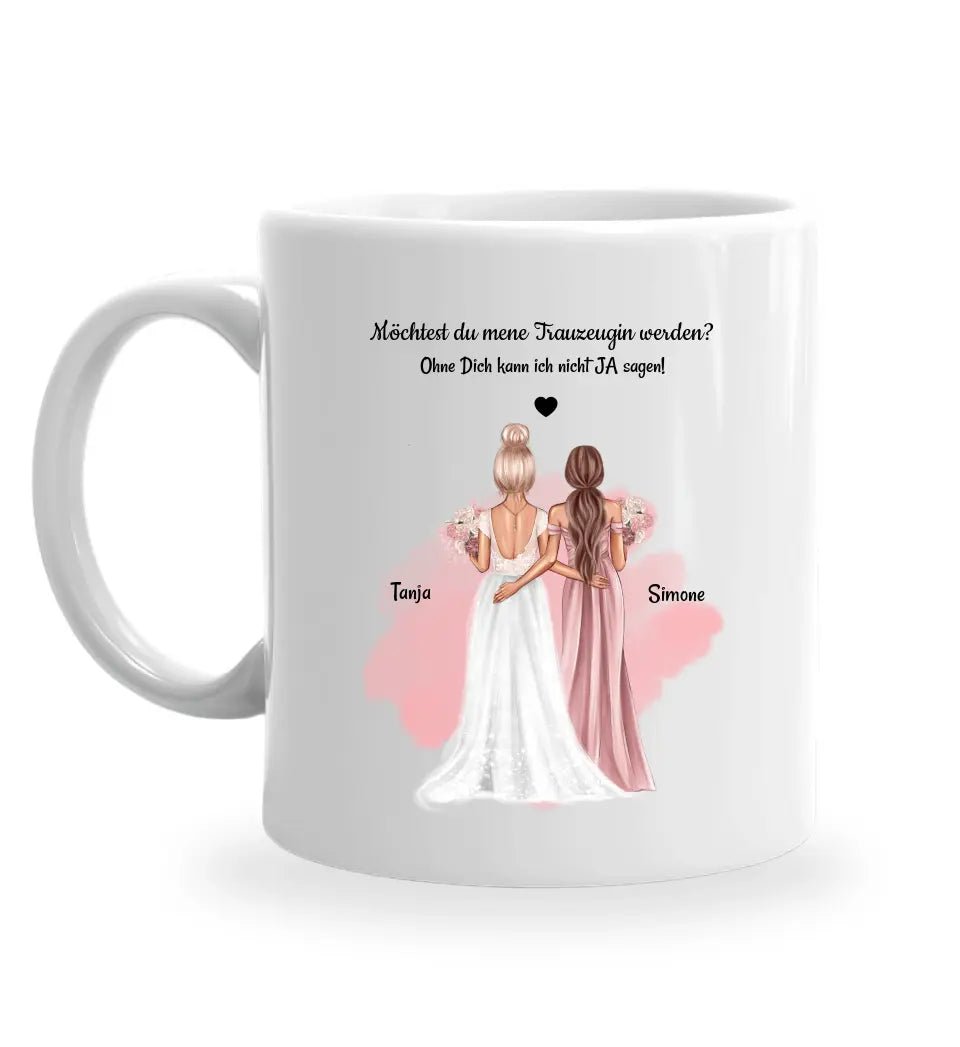 Geschenk Trauzeugin Fragen Tasse personalisiert - Cantty