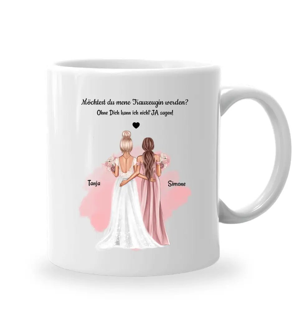 Geschenk Trauzeugin Fragen Tasse personalisiert - Cantty