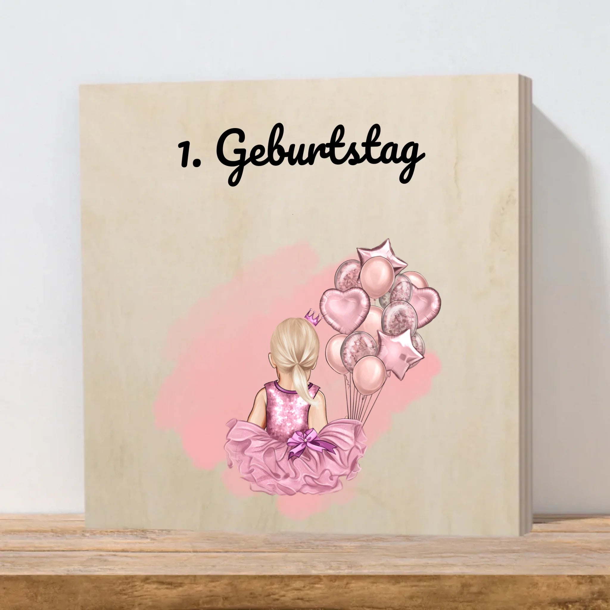 Geschenk zum 1. Geburtstag Mädchen Holzdruck Bild - Cantty