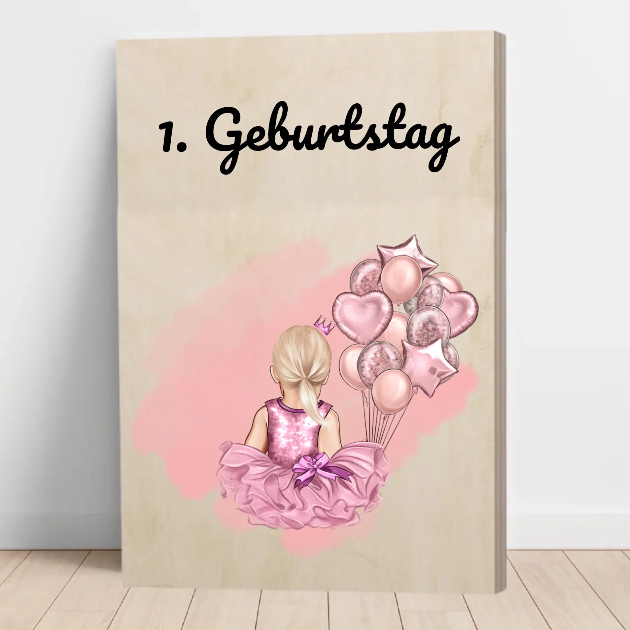 Geschenk zum 1. Geburtstag Mädchen Holzdruck Bild - Cantty