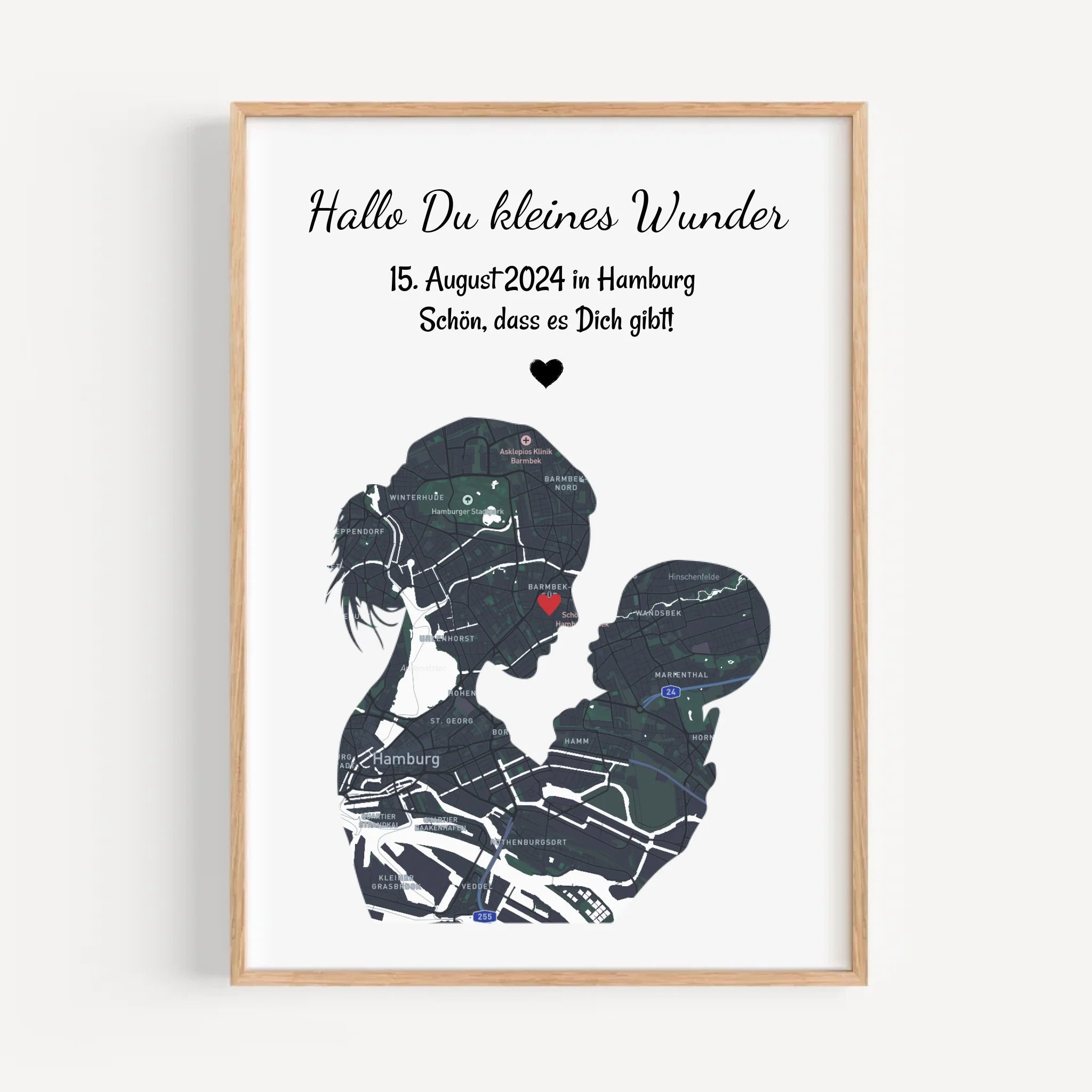 Geschenk zur Geburt Mutter und Baby Koordinaten Stadtkarte Poster personalisiert - Cantty