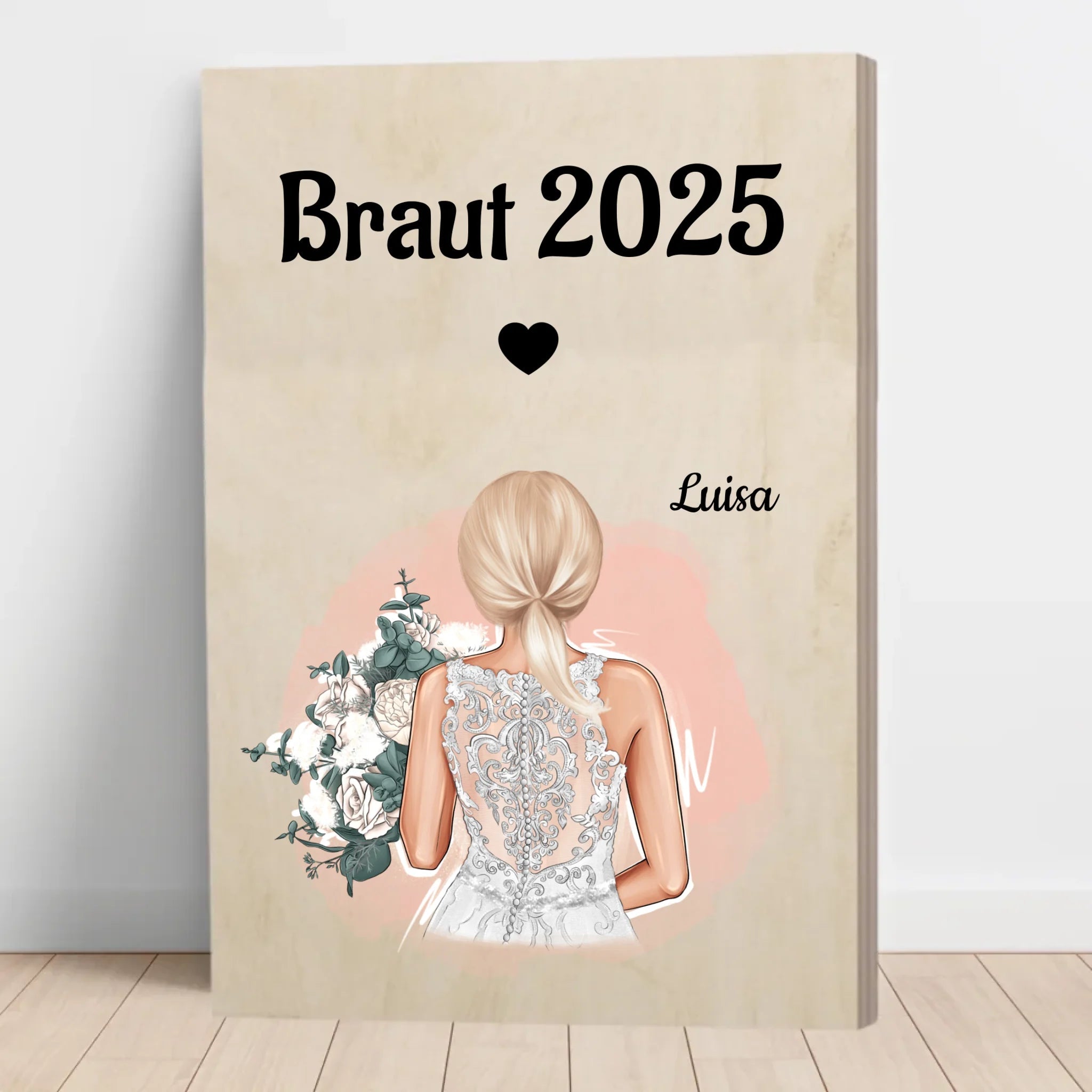 Geschenkidee für Braut Holzdruck Bild personalisiert - Cantty