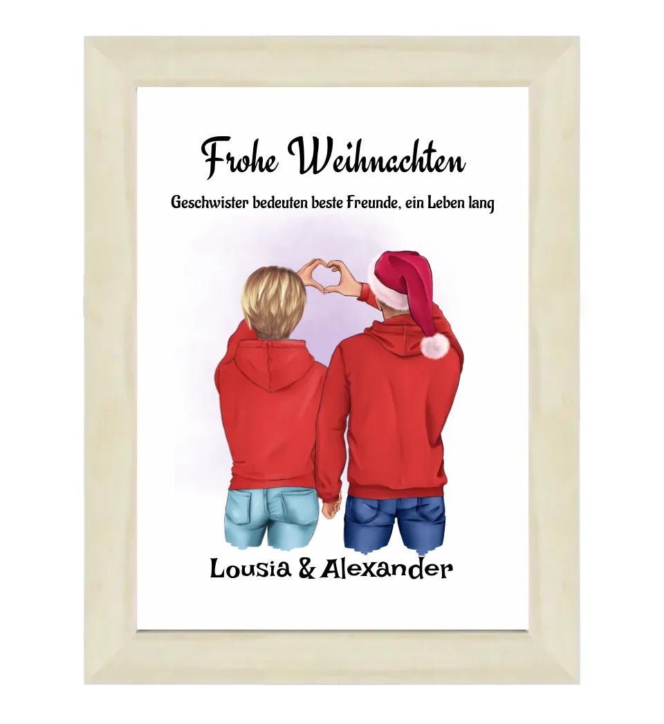 Geschwister Weihnachtsgeschenk Poster personalisiert - Cantty