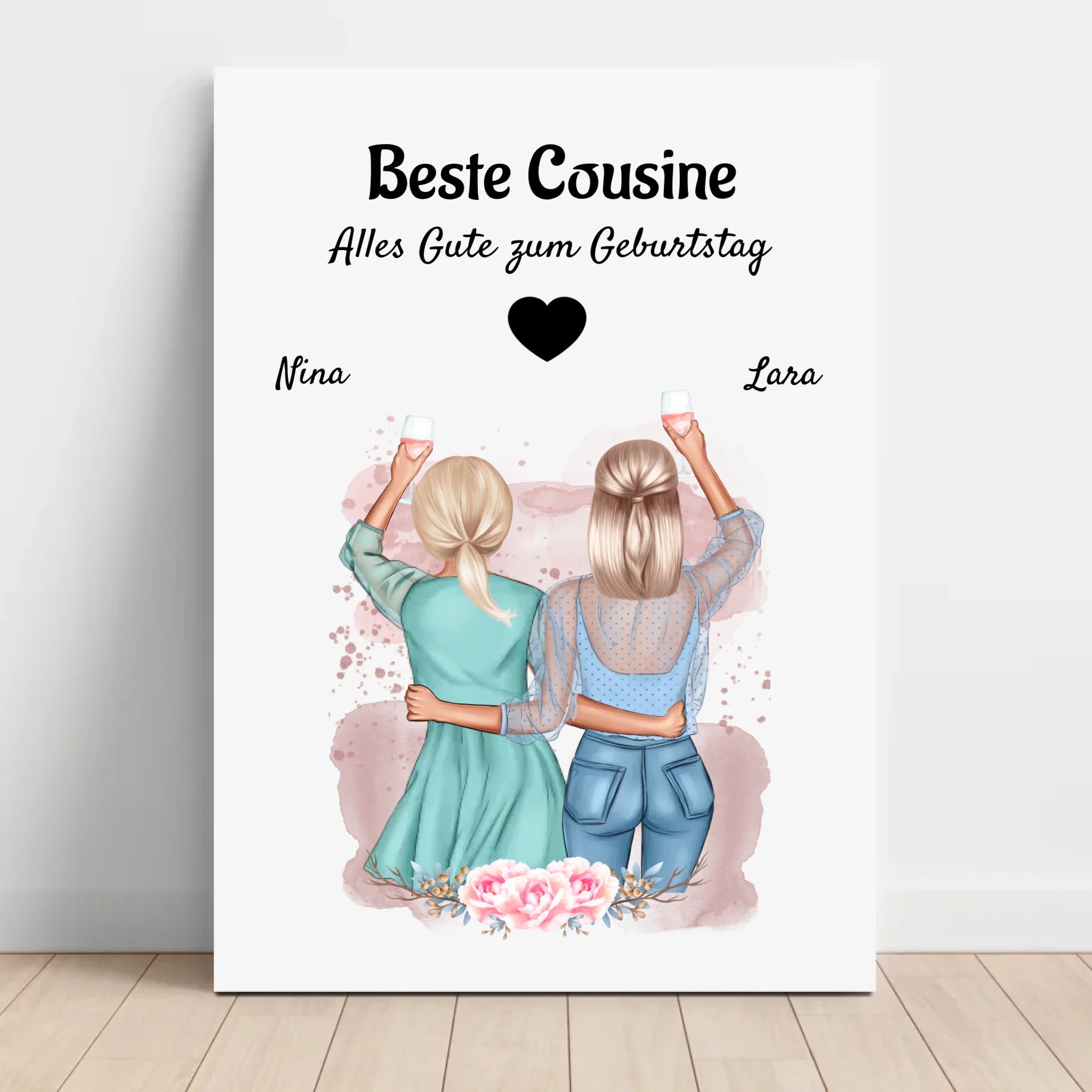 Große & Kleine Cousine Geschenk Leinwandbild - Cantty