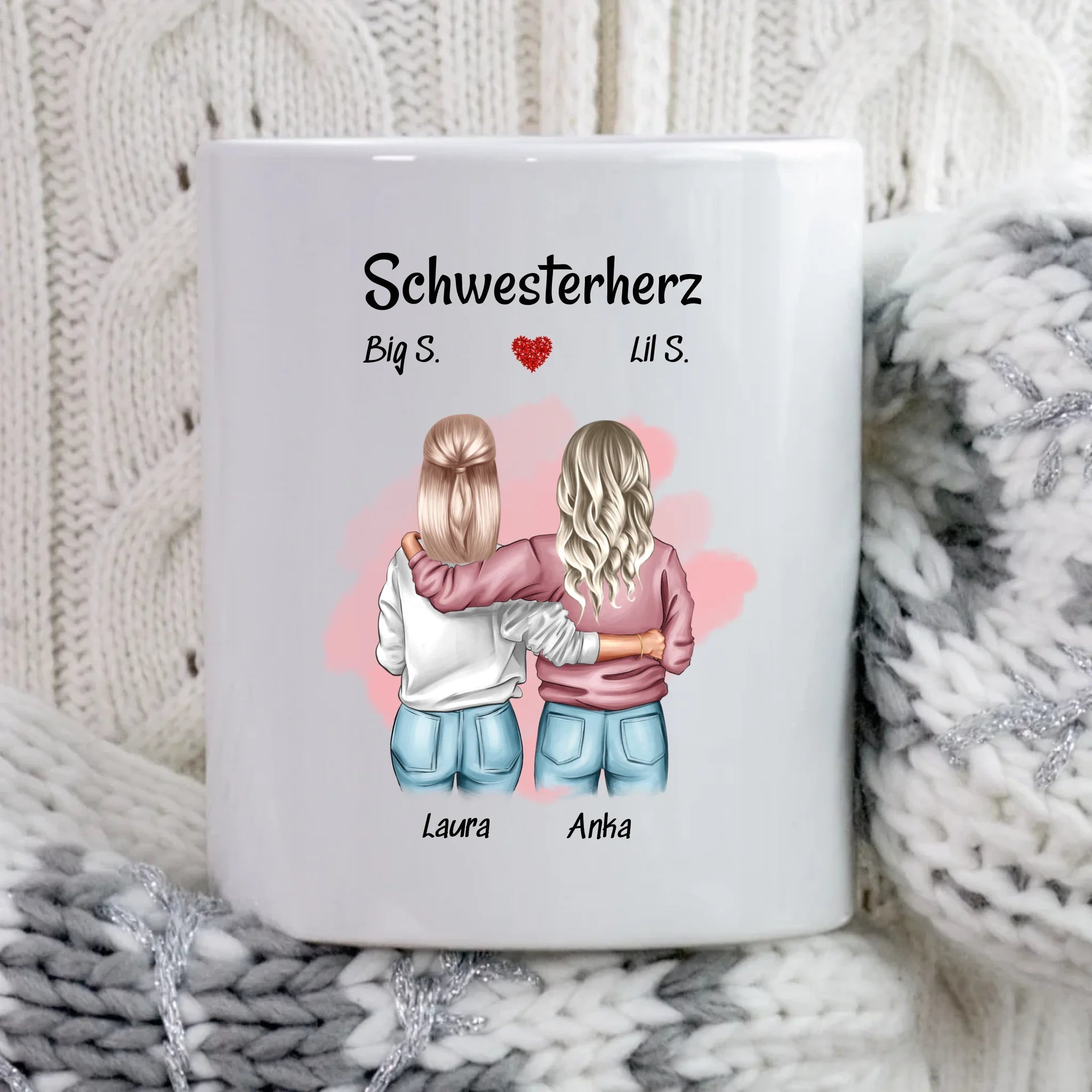 Große & Kleine Schwester Tasse personalisiert - Cantty