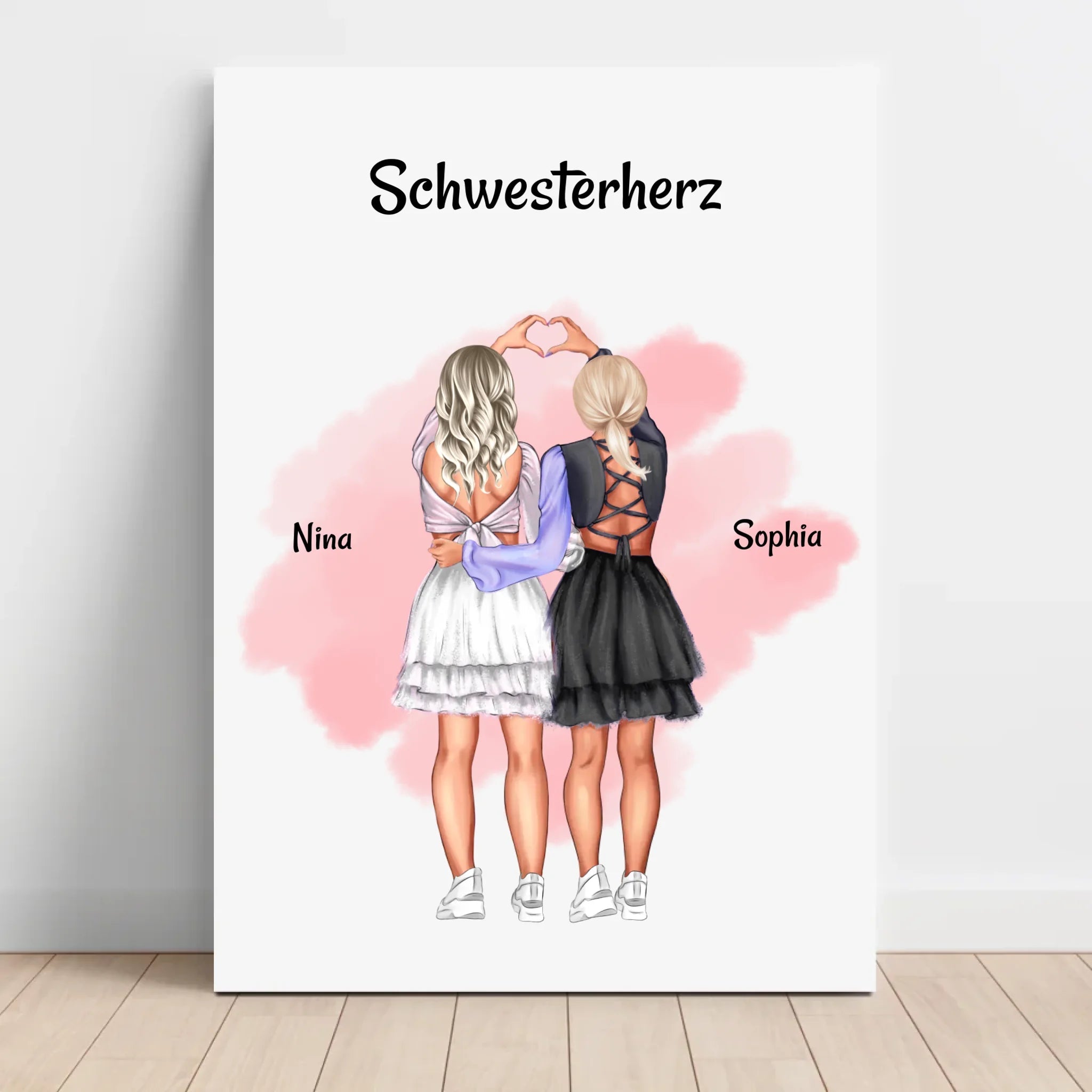 Große und Kleine Schwester Leinwand Bild personalisiert - Cantty