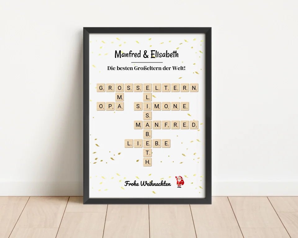 Großeltern Weihnachtsgeschenk Bild Scrabble Style personalisierbar - Cantty