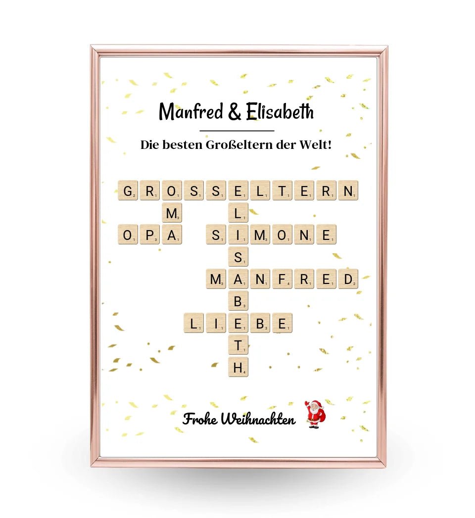 Großeltern Weihnachtsgeschenk Bild Scrabble Style personalisierbar - Cantty