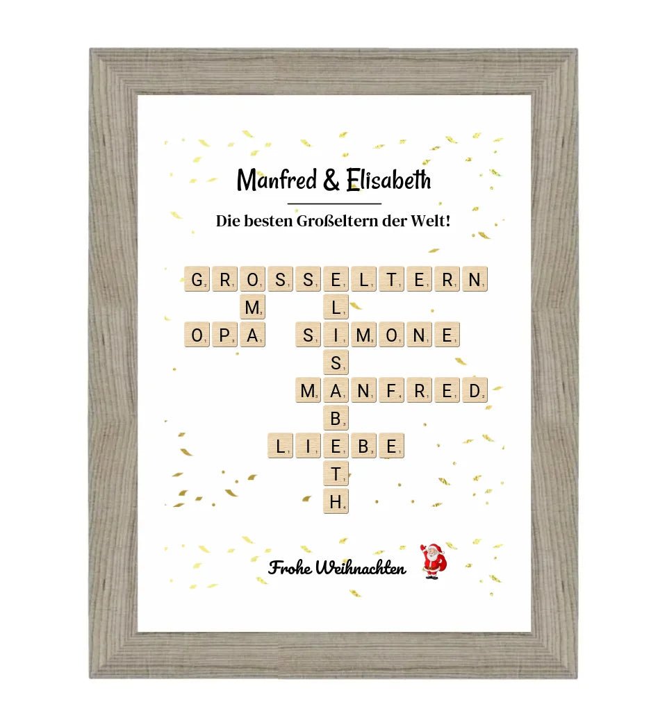 Großeltern Weihnachtsgeschenk Bild Scrabble Style personalisierbar - Cantty