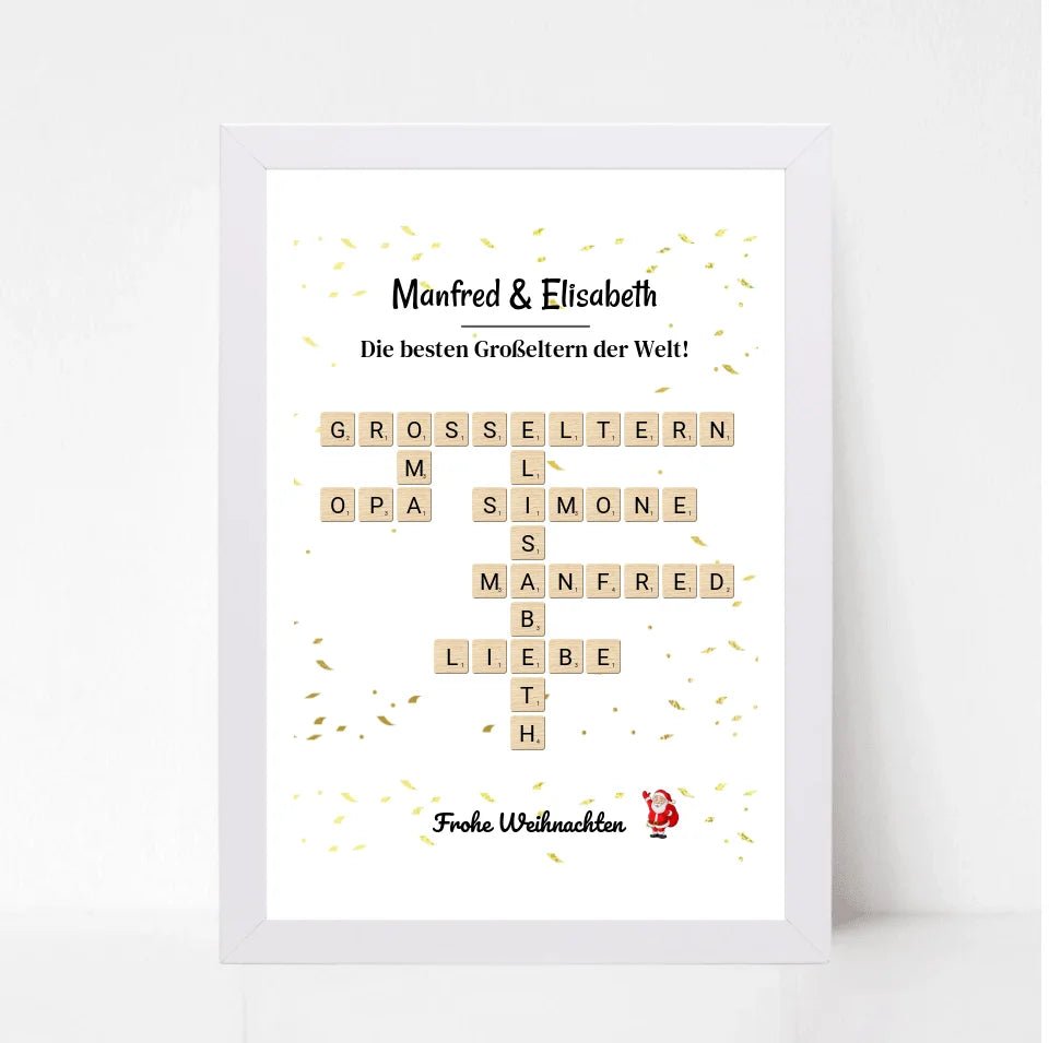 Großeltern Weihnachtsgeschenk Bild Scrabble Style personalisierbar - Cantty