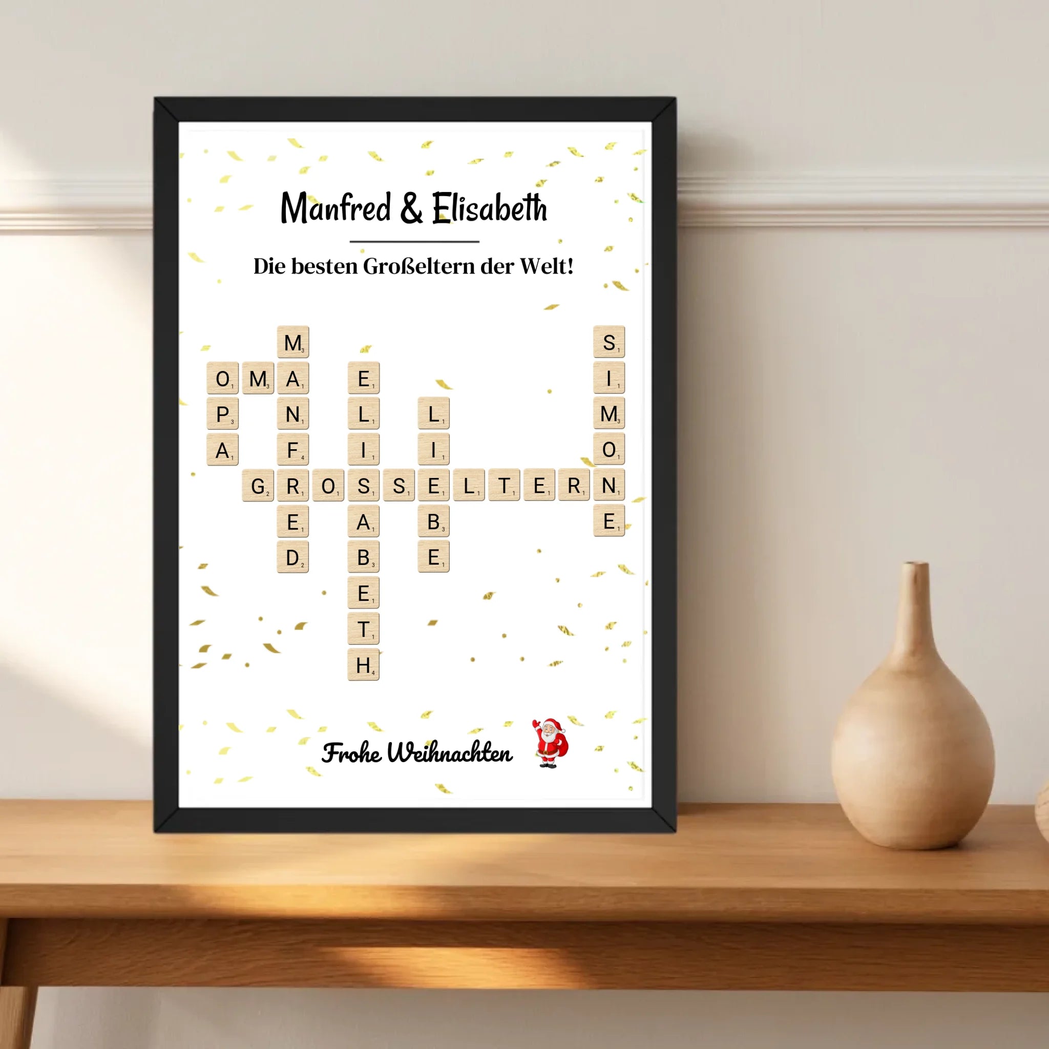 Großeltern Weihnachtsgeschenk Bild Scrabble Style personalisierbar - Cantty