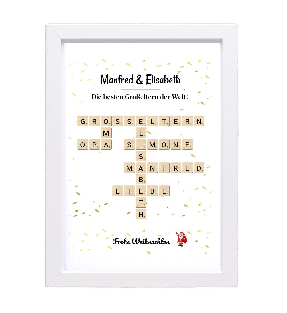 Großeltern Weihnachtsgeschenk Bild Scrabble Style personalisierbar - Cantty