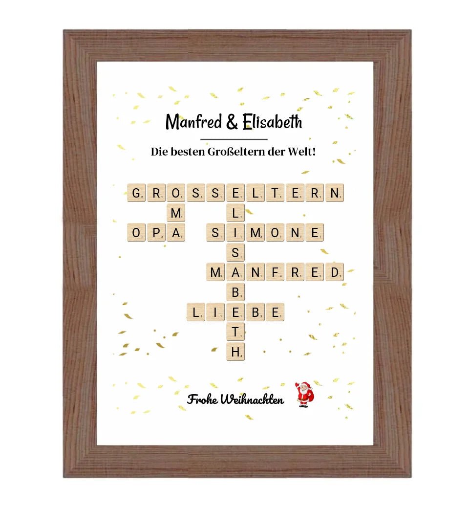 Großeltern Weihnachtsgeschenk Bild Scrabble Style personalisierbar - Cantty