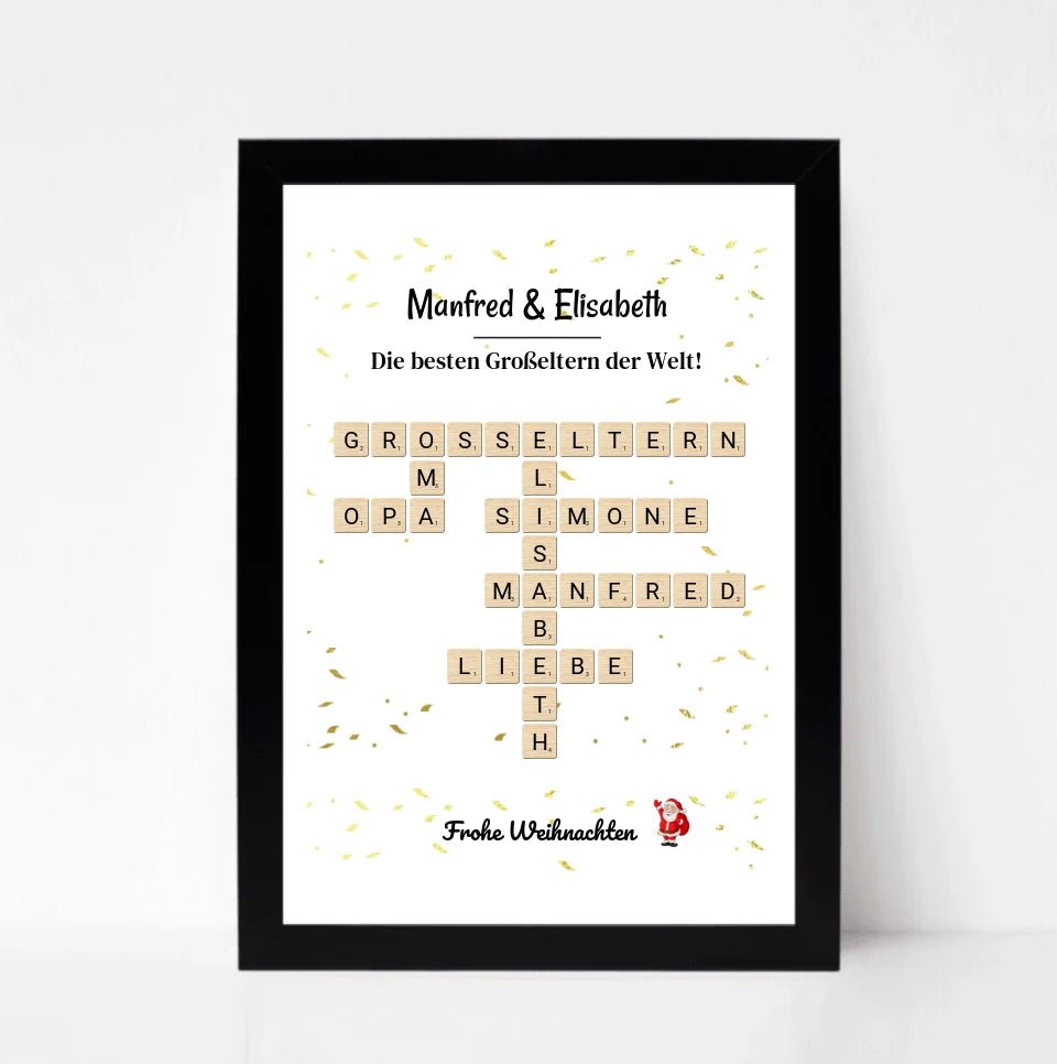 Großeltern Weihnachtsgeschenk Bild Scrabble Style personalisierbar - Cantty