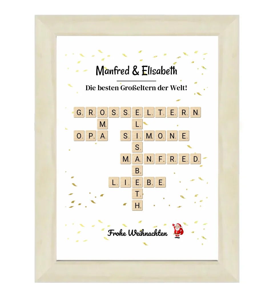 Großeltern Weihnachtsgeschenk Bild Scrabble Style personalisierbar - Cantty