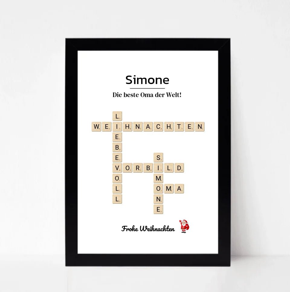 Großmutter Weihnachtsgeschenk Bild Scrabble Style personalisierbar - Cantty