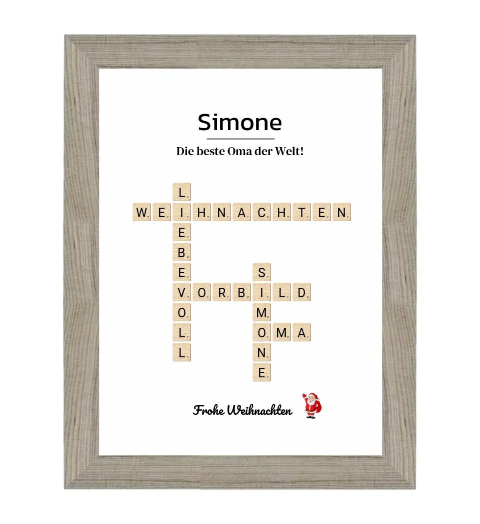 Großmutter Weihnachtsgeschenk Bild Scrabble Style personalisierbar - Cantty