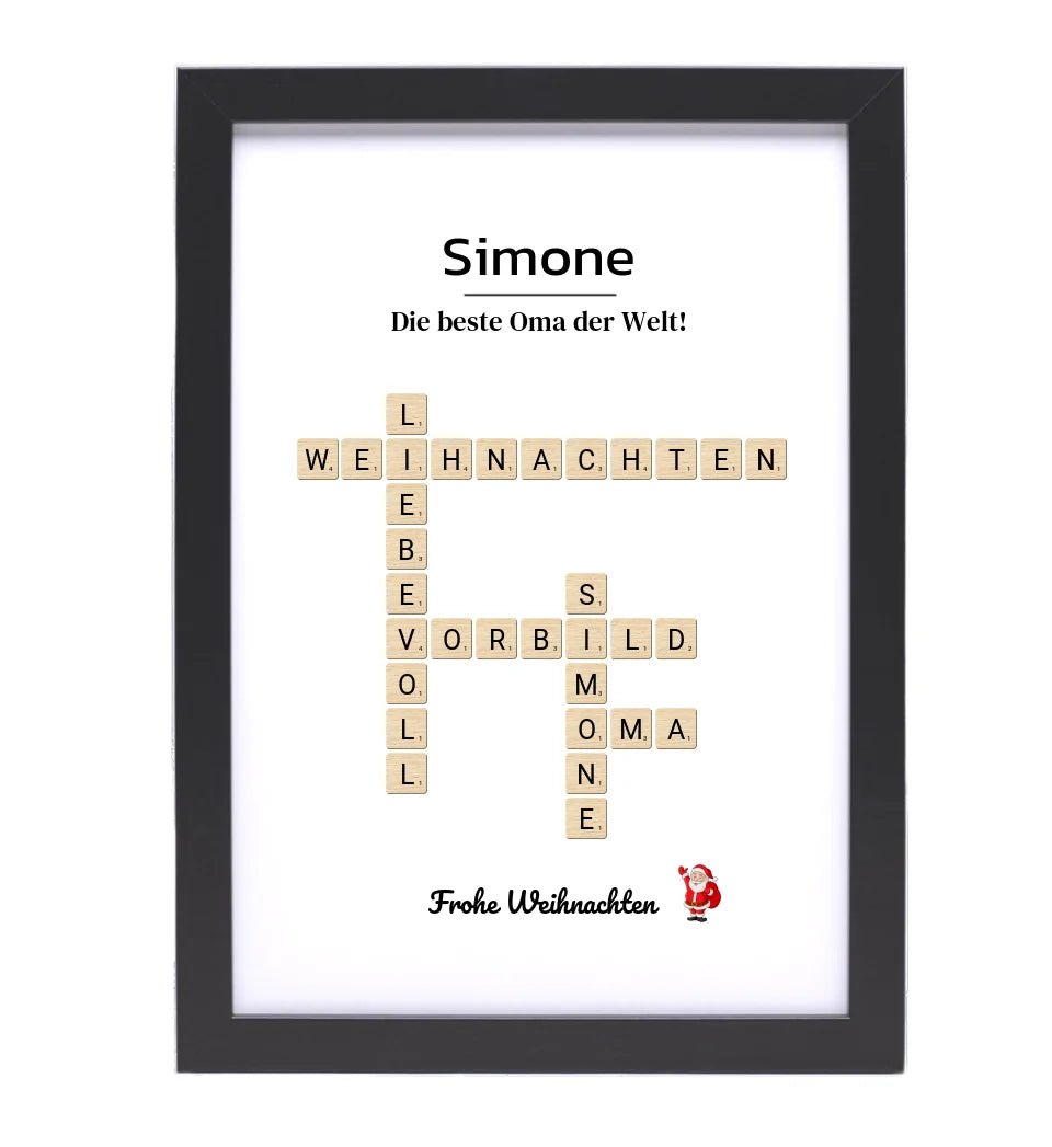 Großmutter Weihnachtsgeschenk Bild Scrabble Style personalisierbar - Cantty